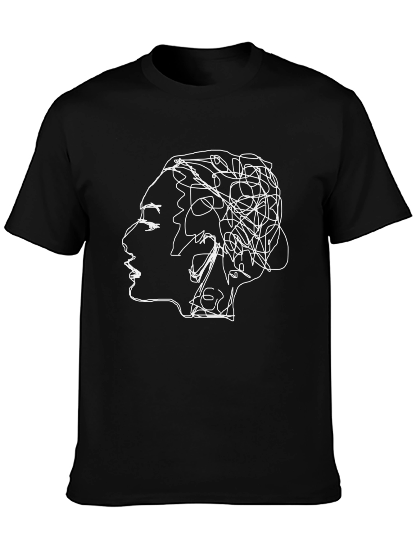 Abstract Line Art Graphic Tee - Unisex Black T-Shirt