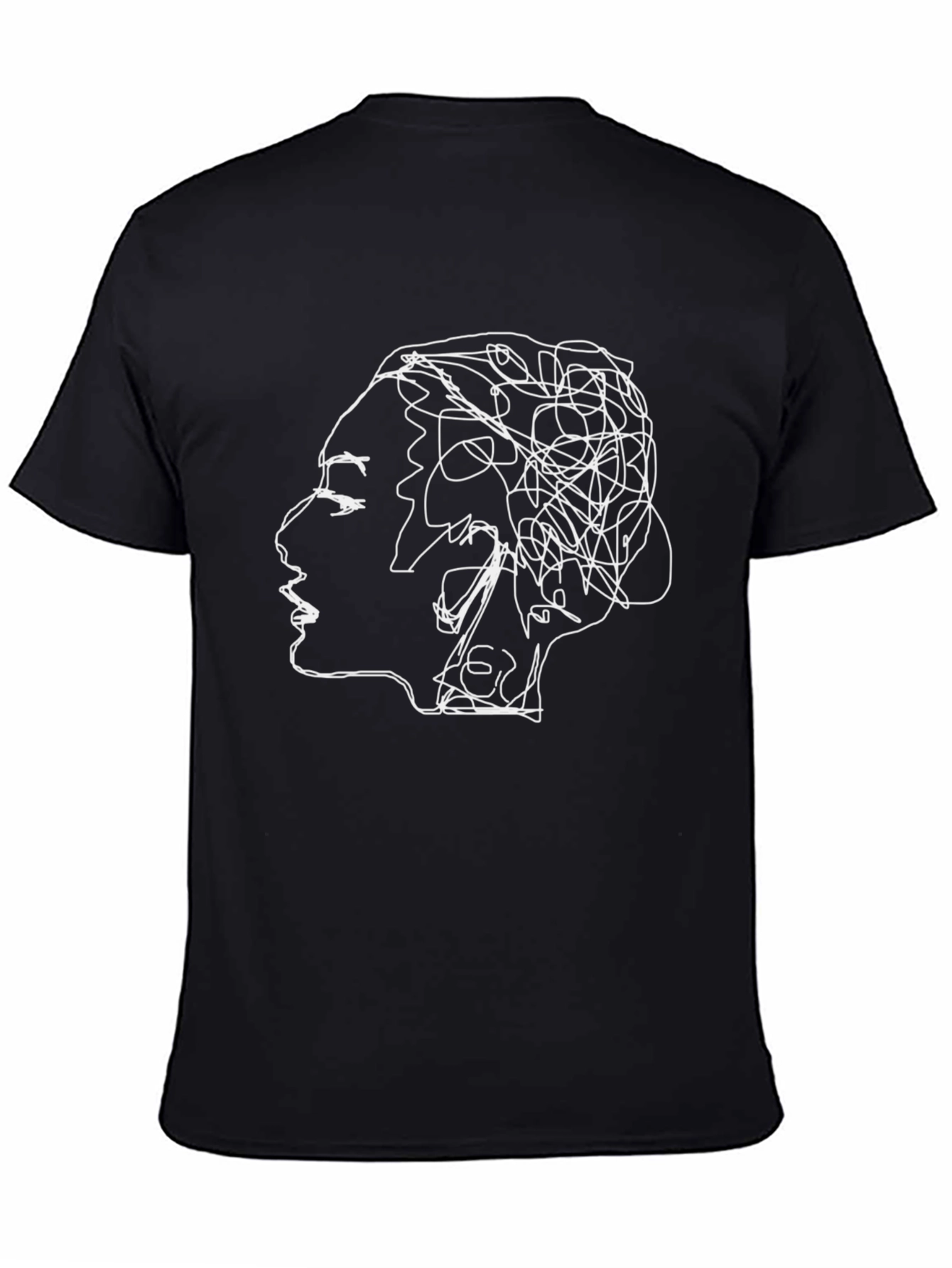 Abstract Line Art Graphic Tee - Unisex Black T-Shirt