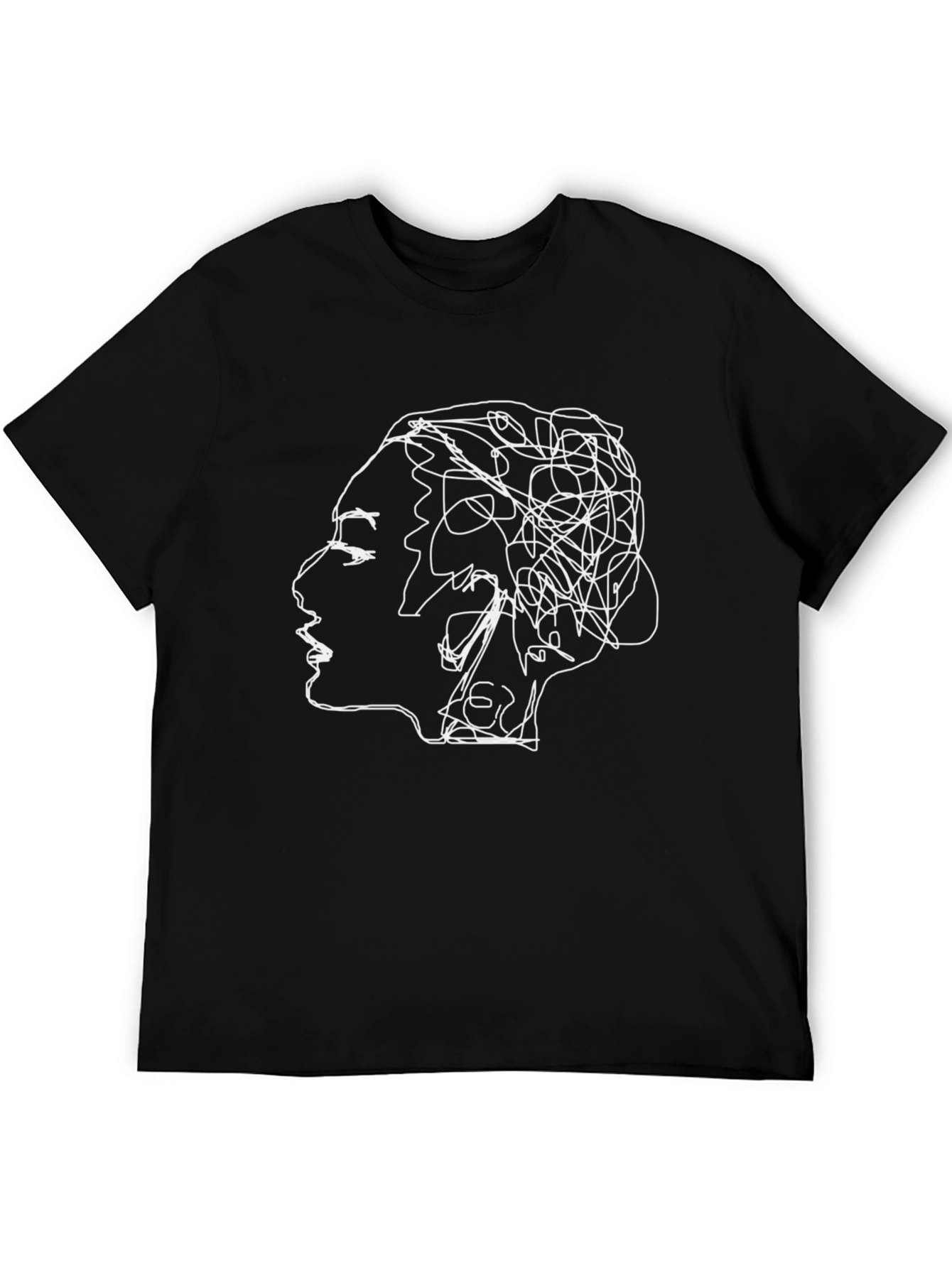 Abstract Line Art Graphic Tee - Unisex Black T-Shirt