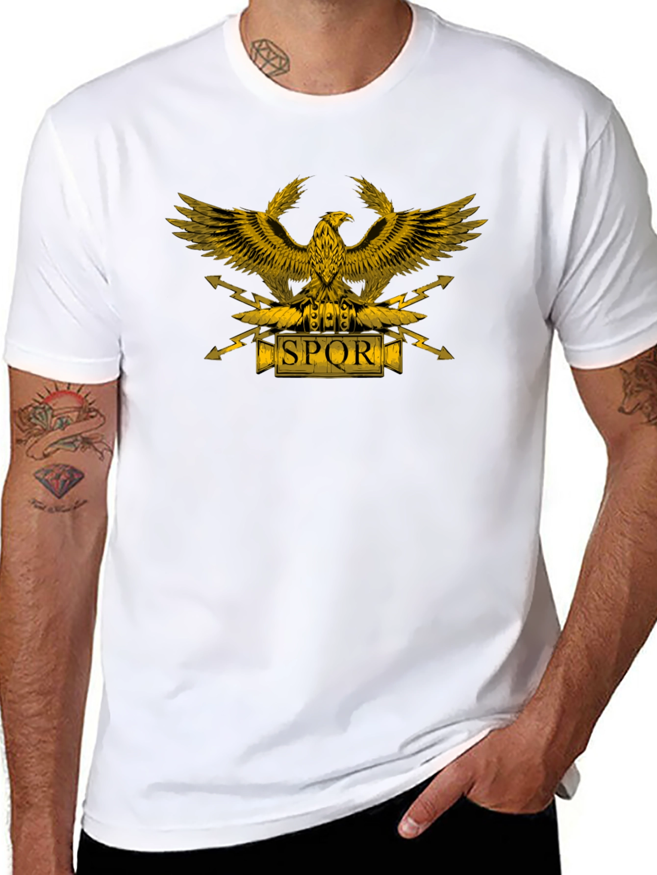 SPQR Eagle Graphic T-Shirt - Black