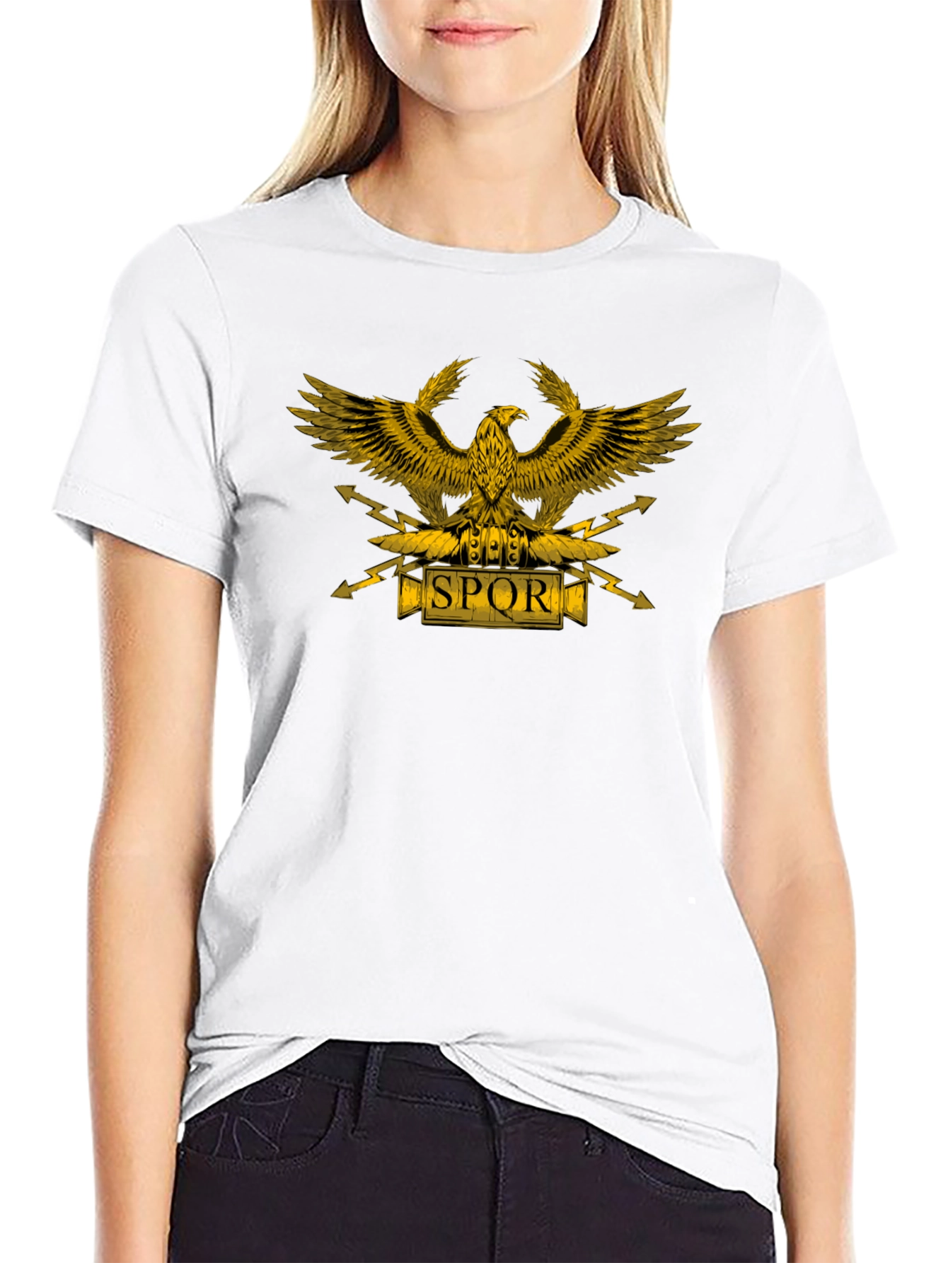 SPQR Eagle Graphic T-Shirt - Black