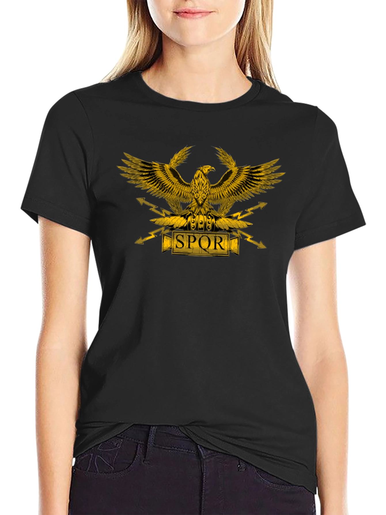 SPQR Eagle Graphic T-Shirt - Black