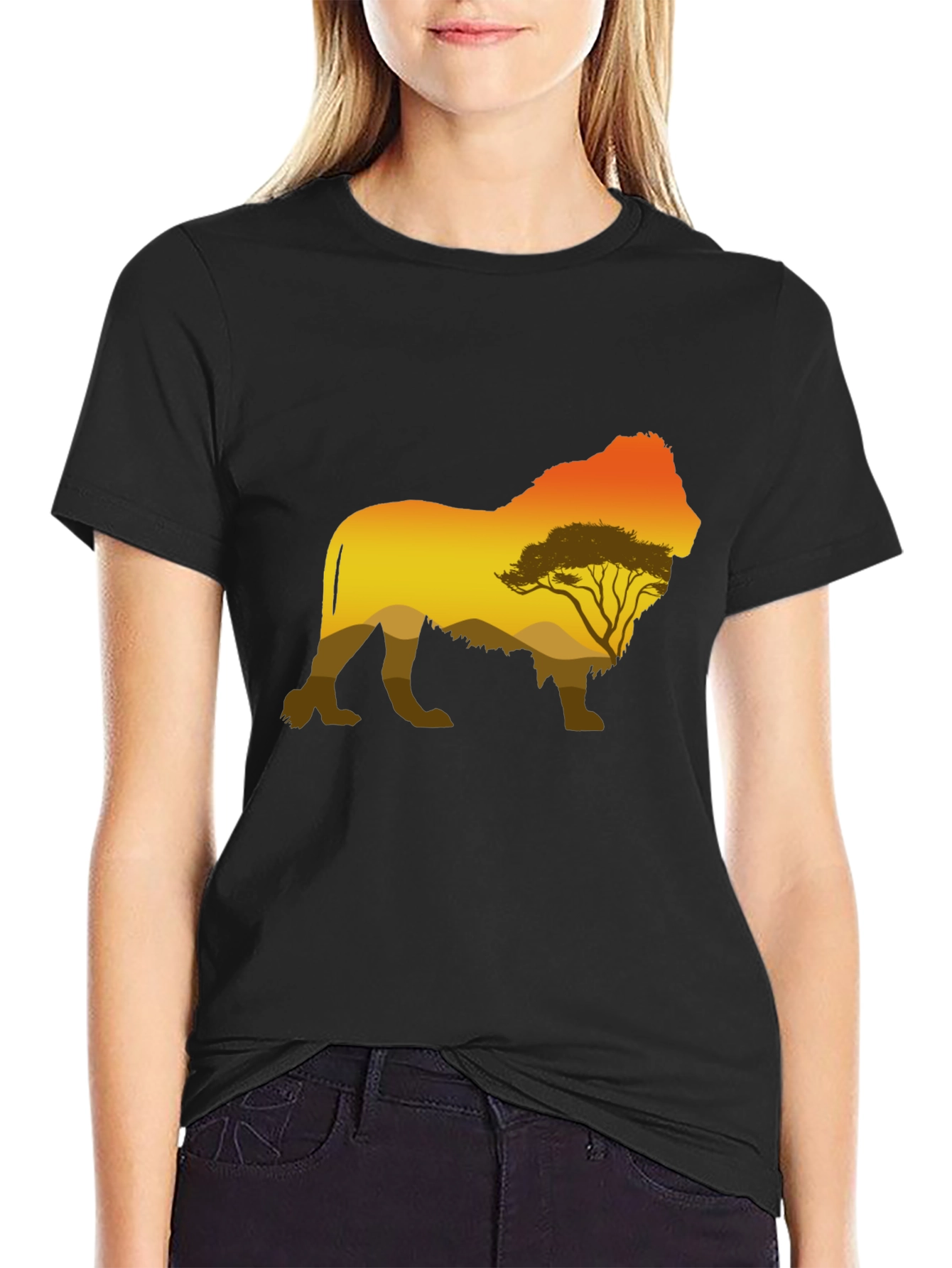 Lion Silhouette Graphic Tee - Mens Black T-Shirt