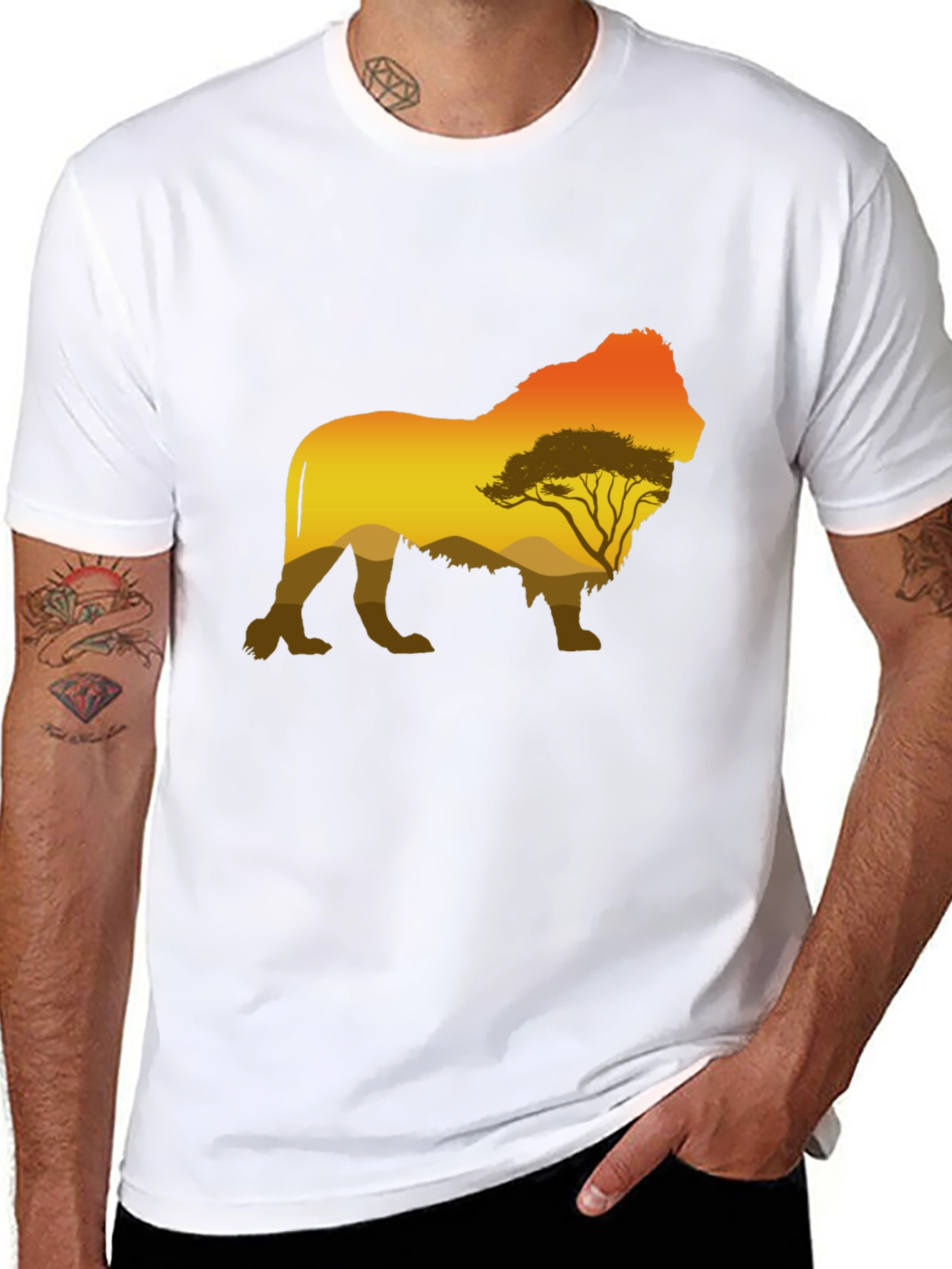 Lion Silhouette Graphic Tee - Mens Black T-Shirt