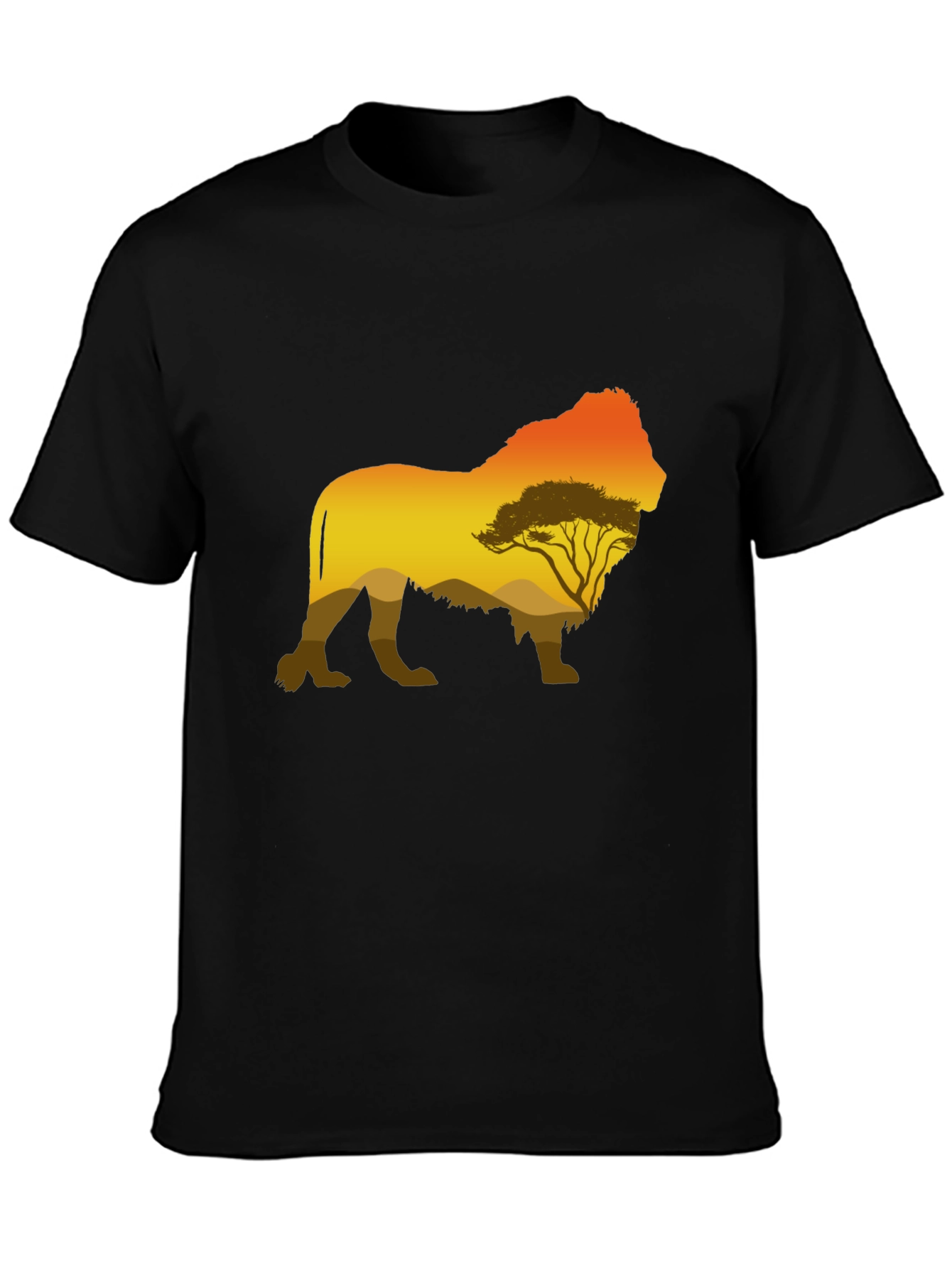 Lion Silhouette Graphic Tee - Mens Black T-Shirt