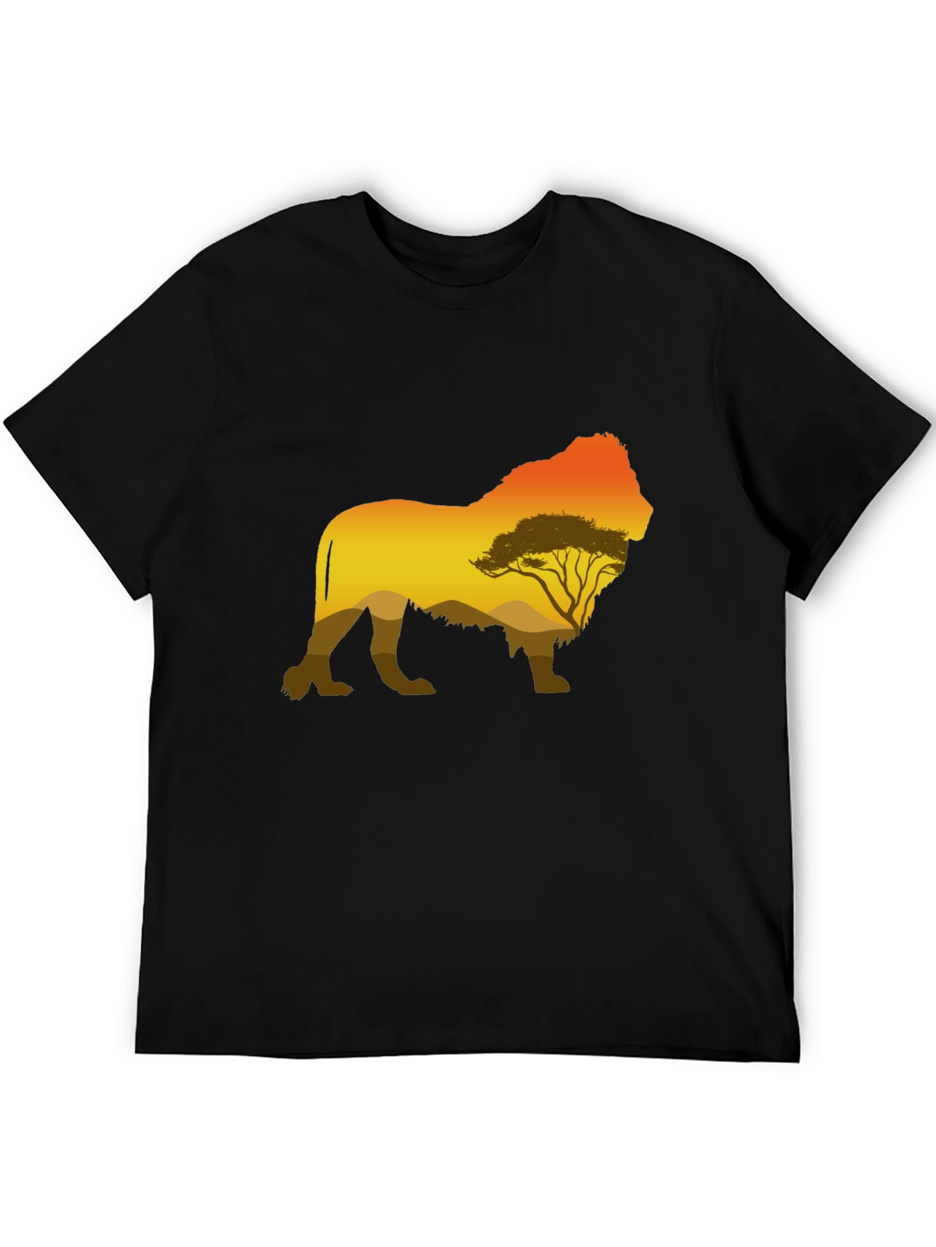 Lion Silhouette Graphic Tee - Mens Black T-Shirt