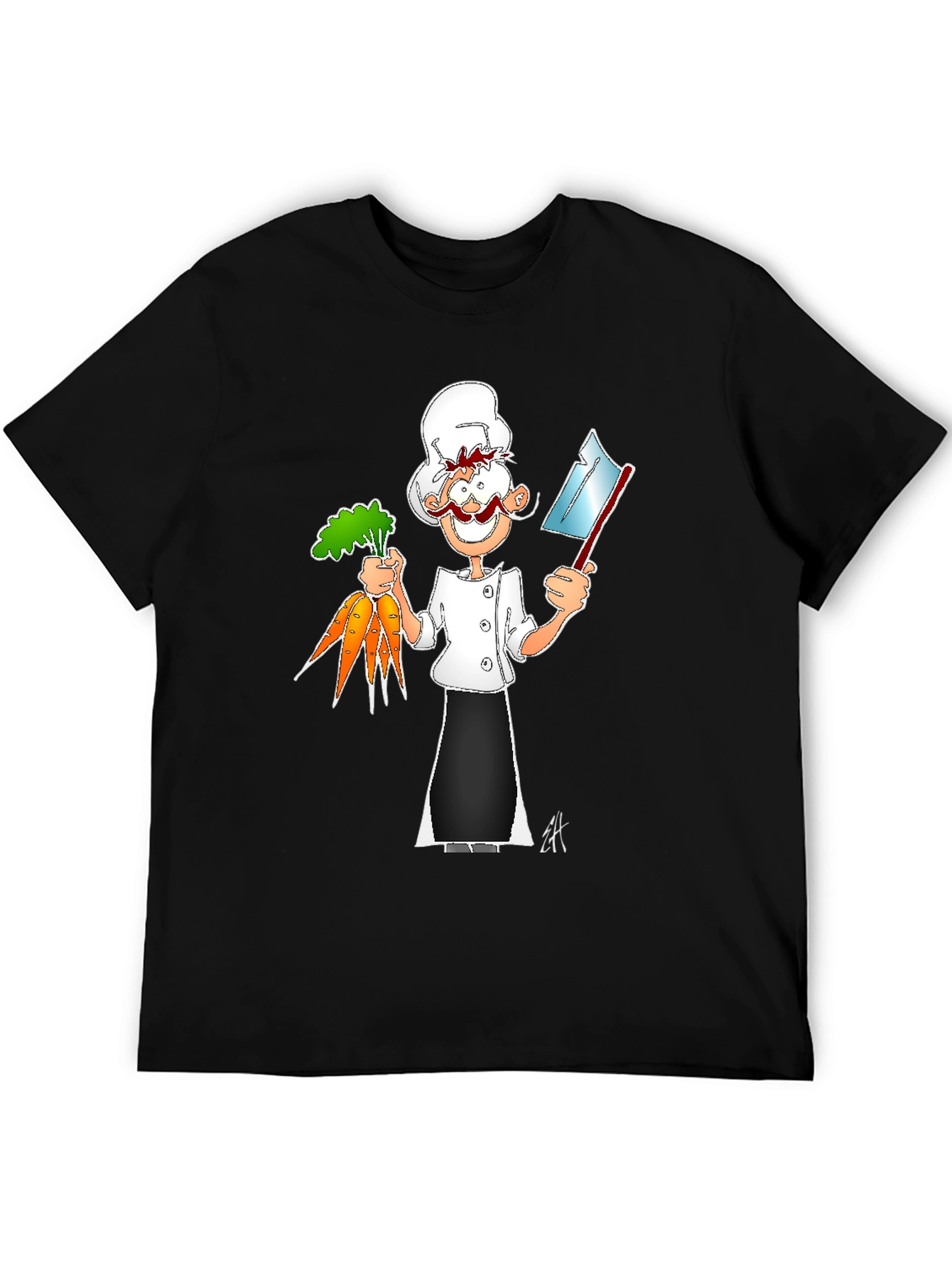 Chef Cartoon Black T-Shirt