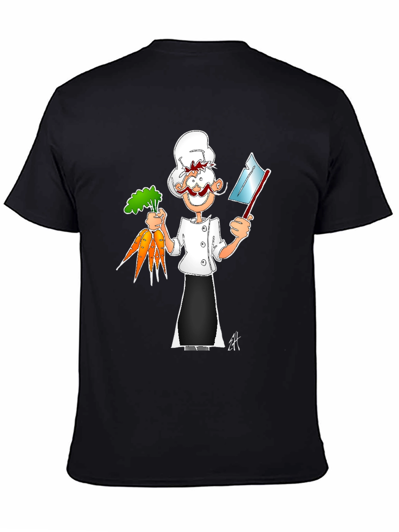 Chef Cartoon Black T-Shirt