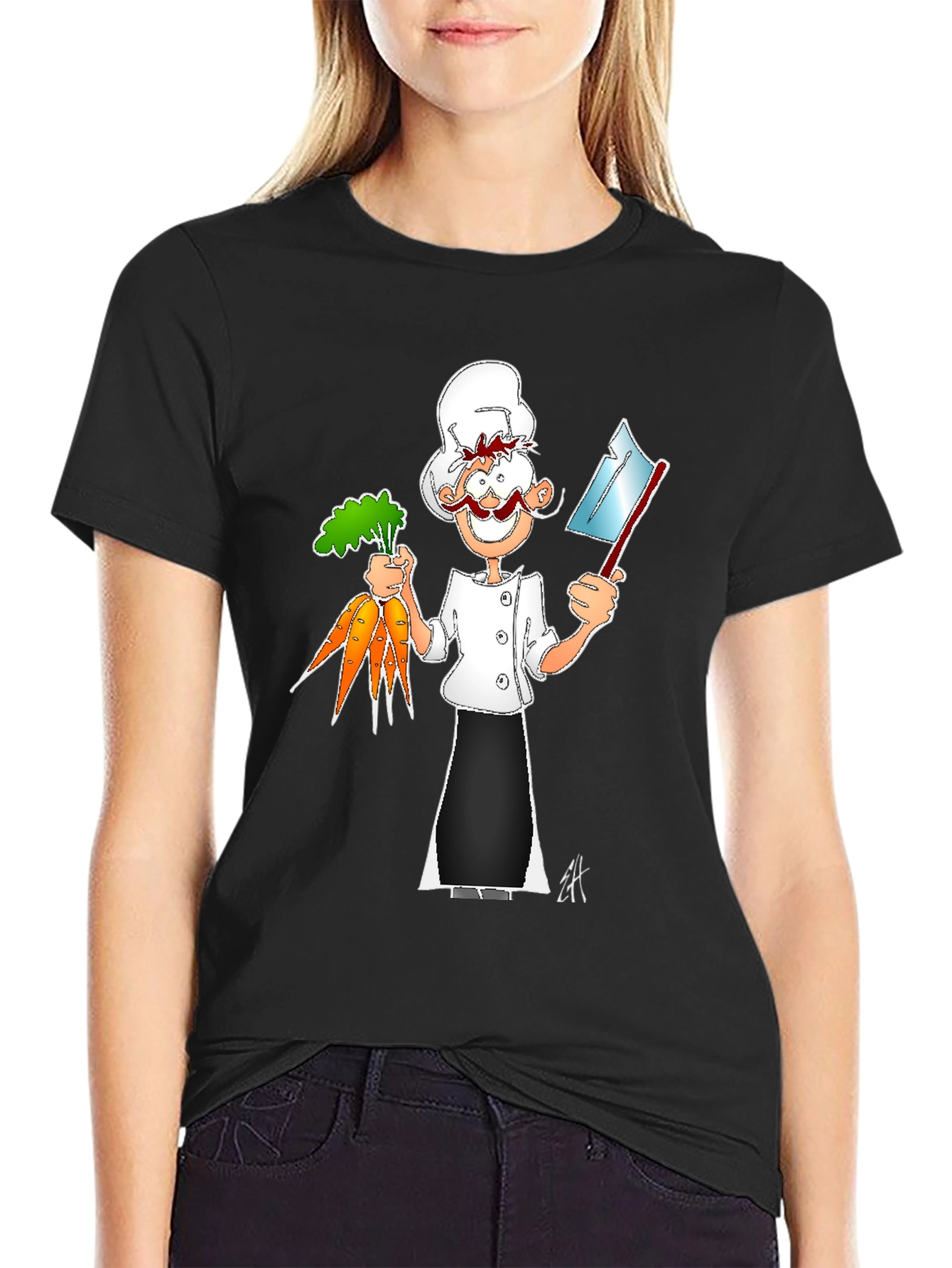 Chef Cartoon Black T-Shirt