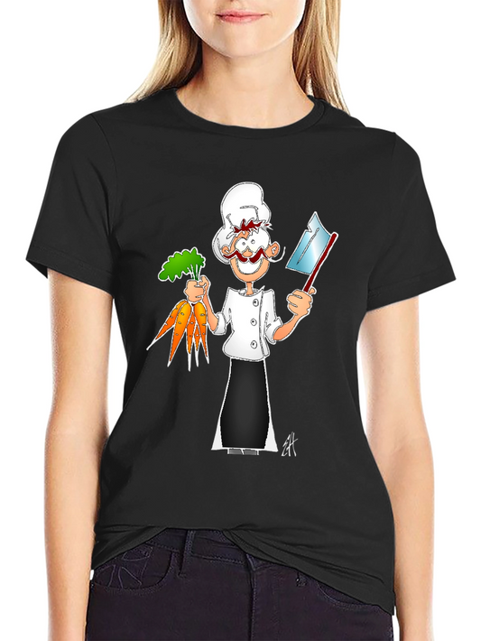 Chef Cartoon Black T-Shirt