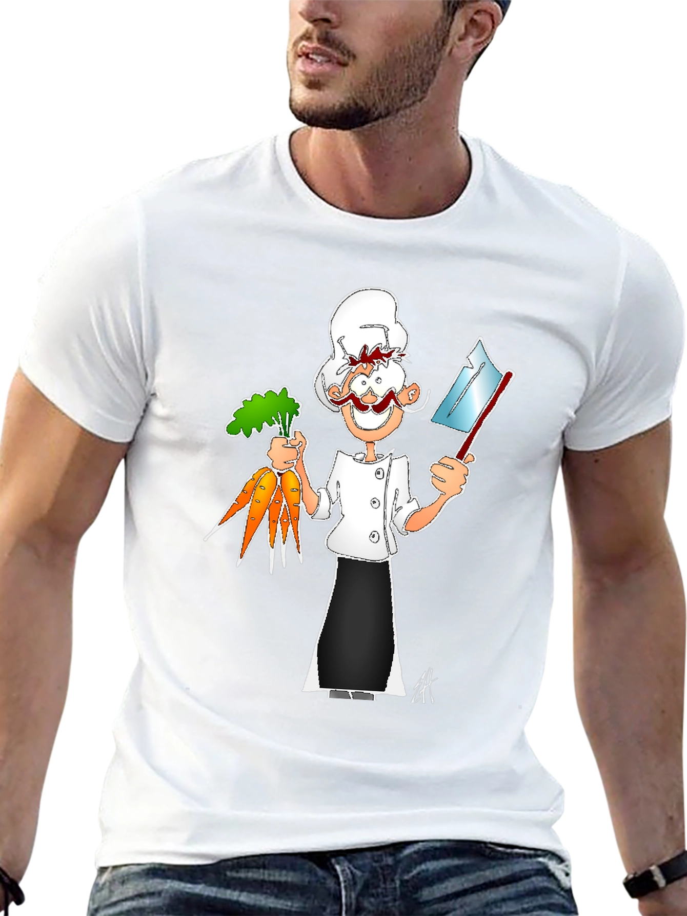 Chef Cartoon Black T-Shirt