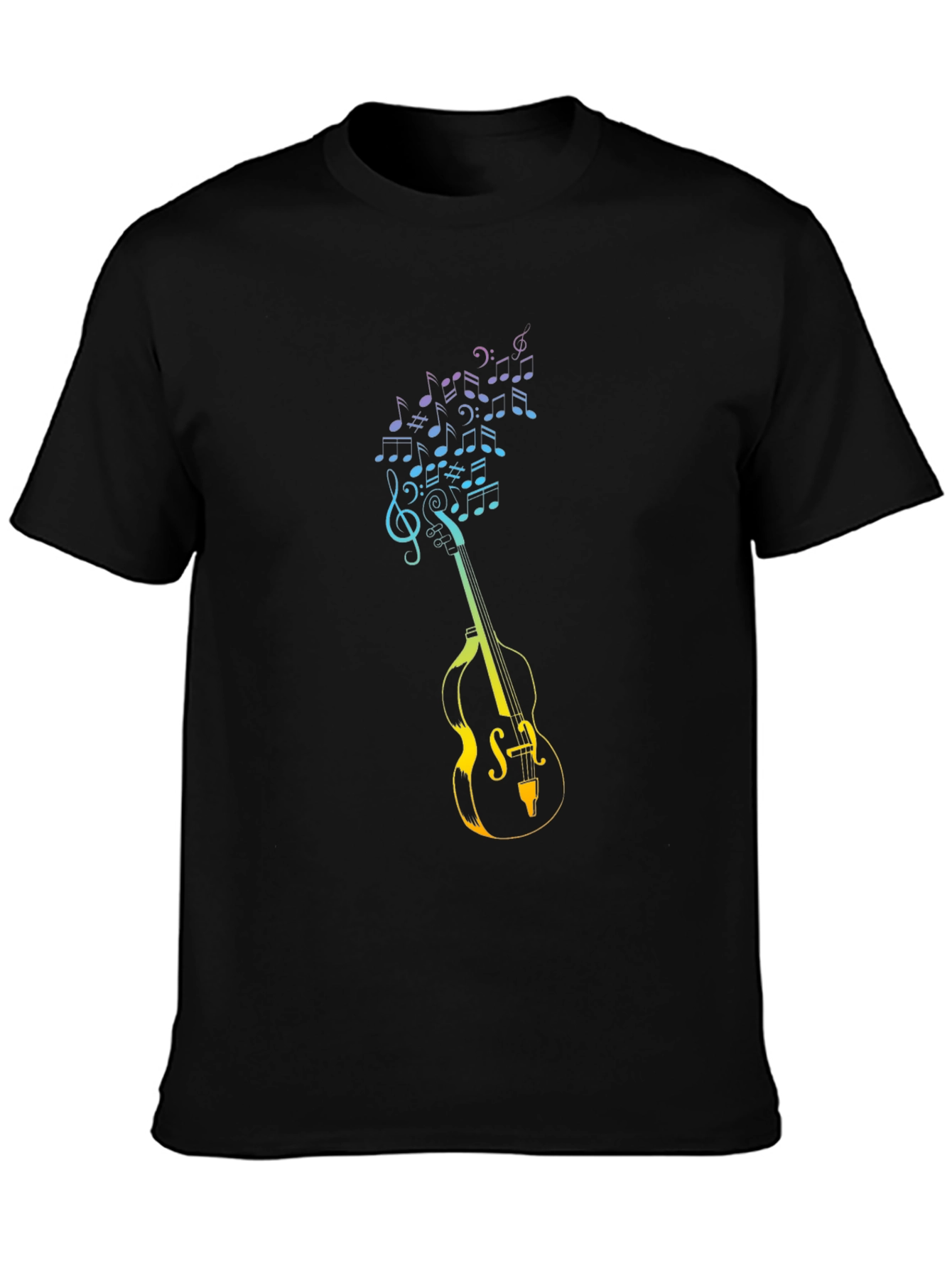 Musical Guitar Notes Graphic T-Shirt - Black