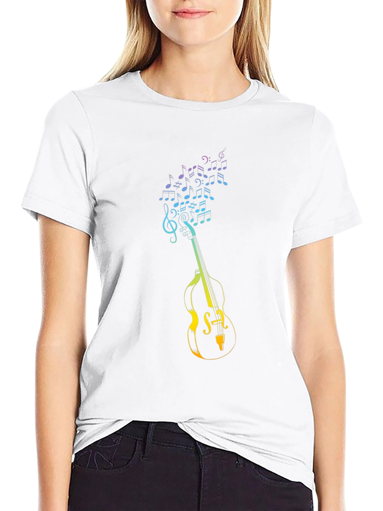 Musical Guitar Notes Graphic T-Shirt - Black