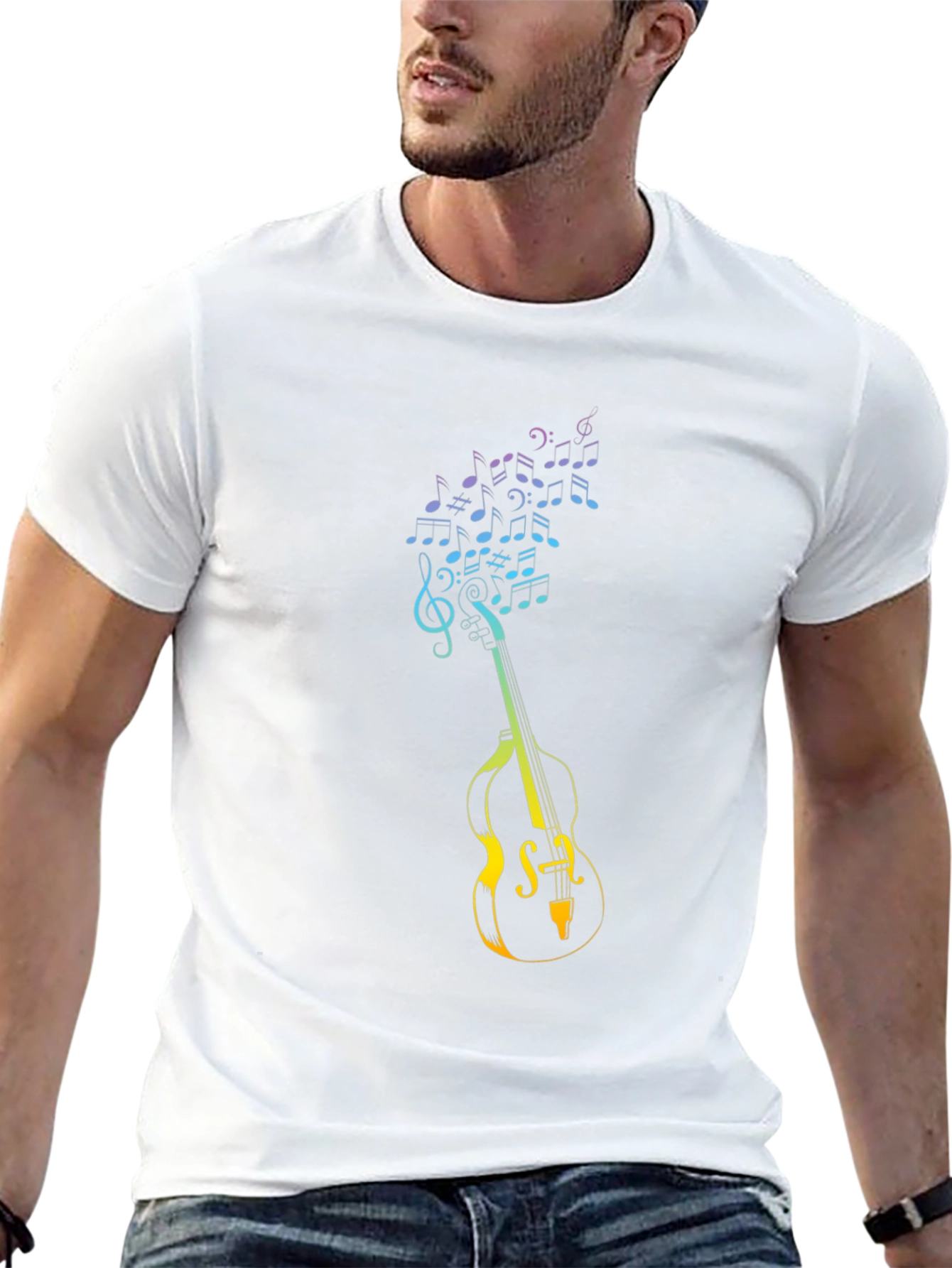 Musical Guitar Notes Graphic T-Shirt - Black
