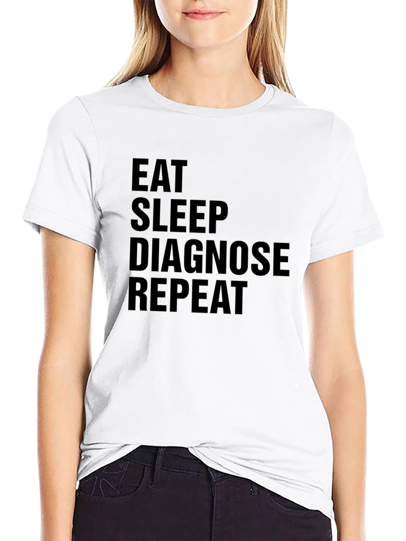 Eat Sleep Diagnose Repeat Black Graphic Tee