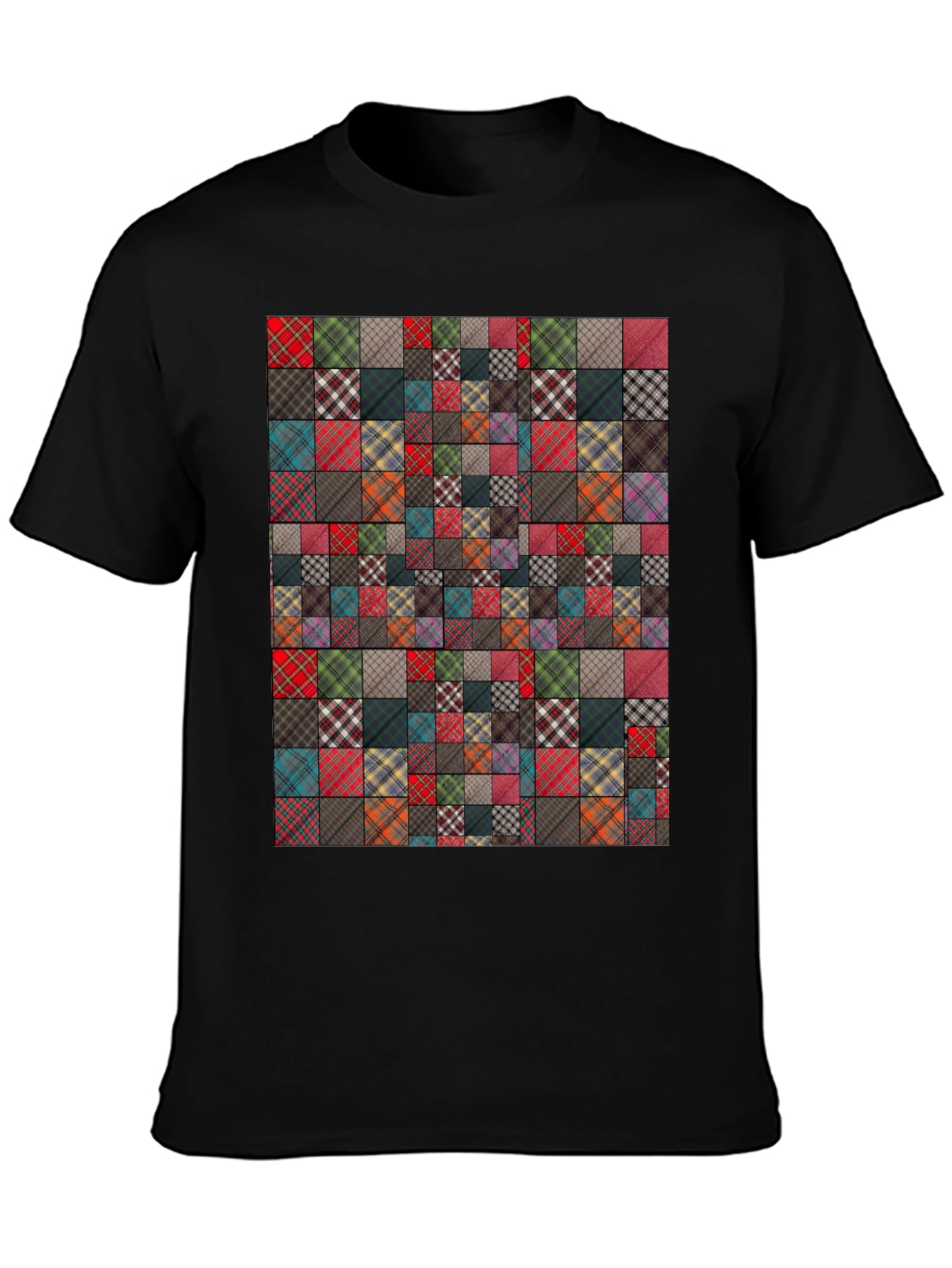 Patchwork Plaid Pattern T-Shirt
