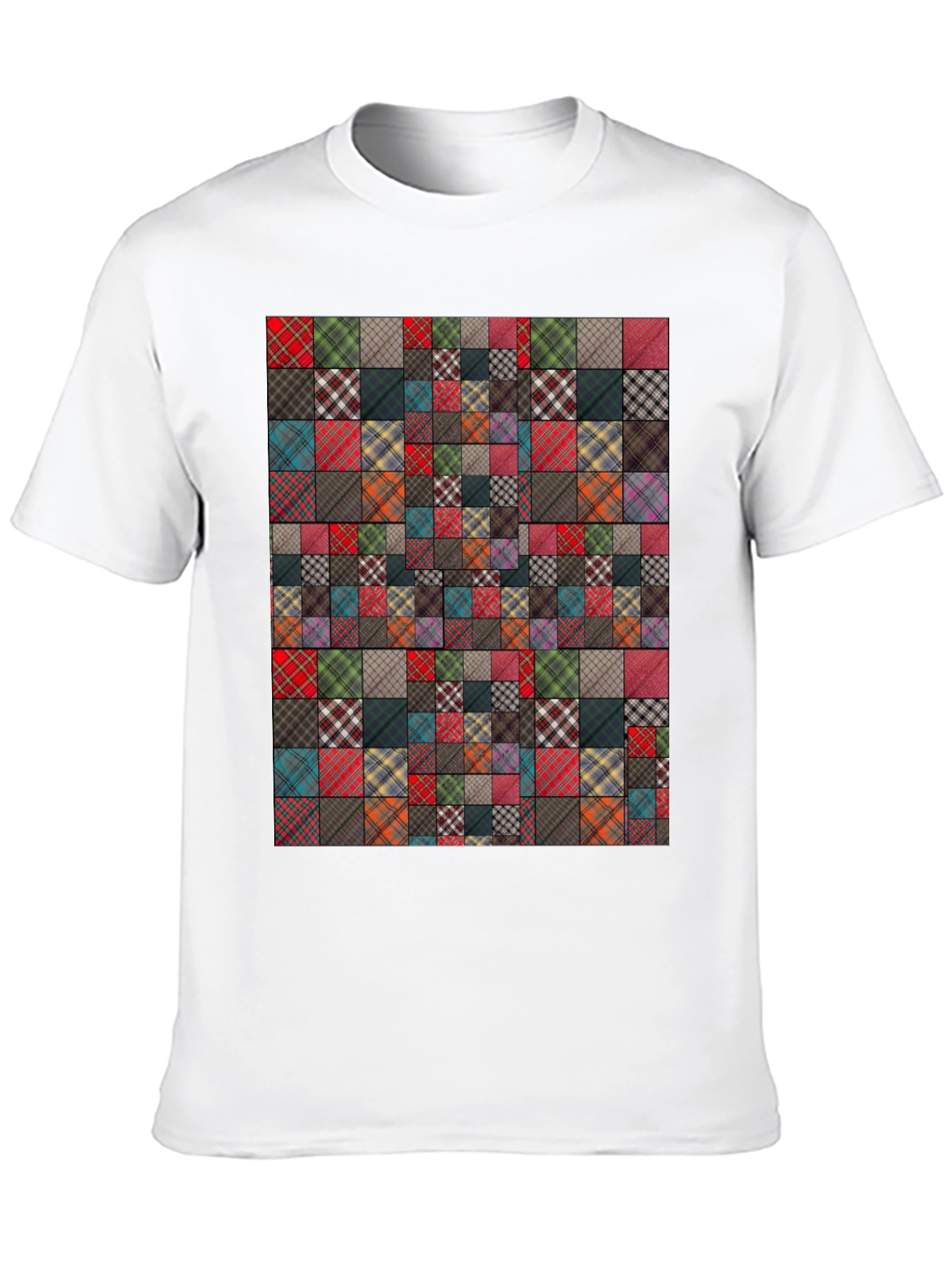 Patchwork Plaid Pattern T-Shirt