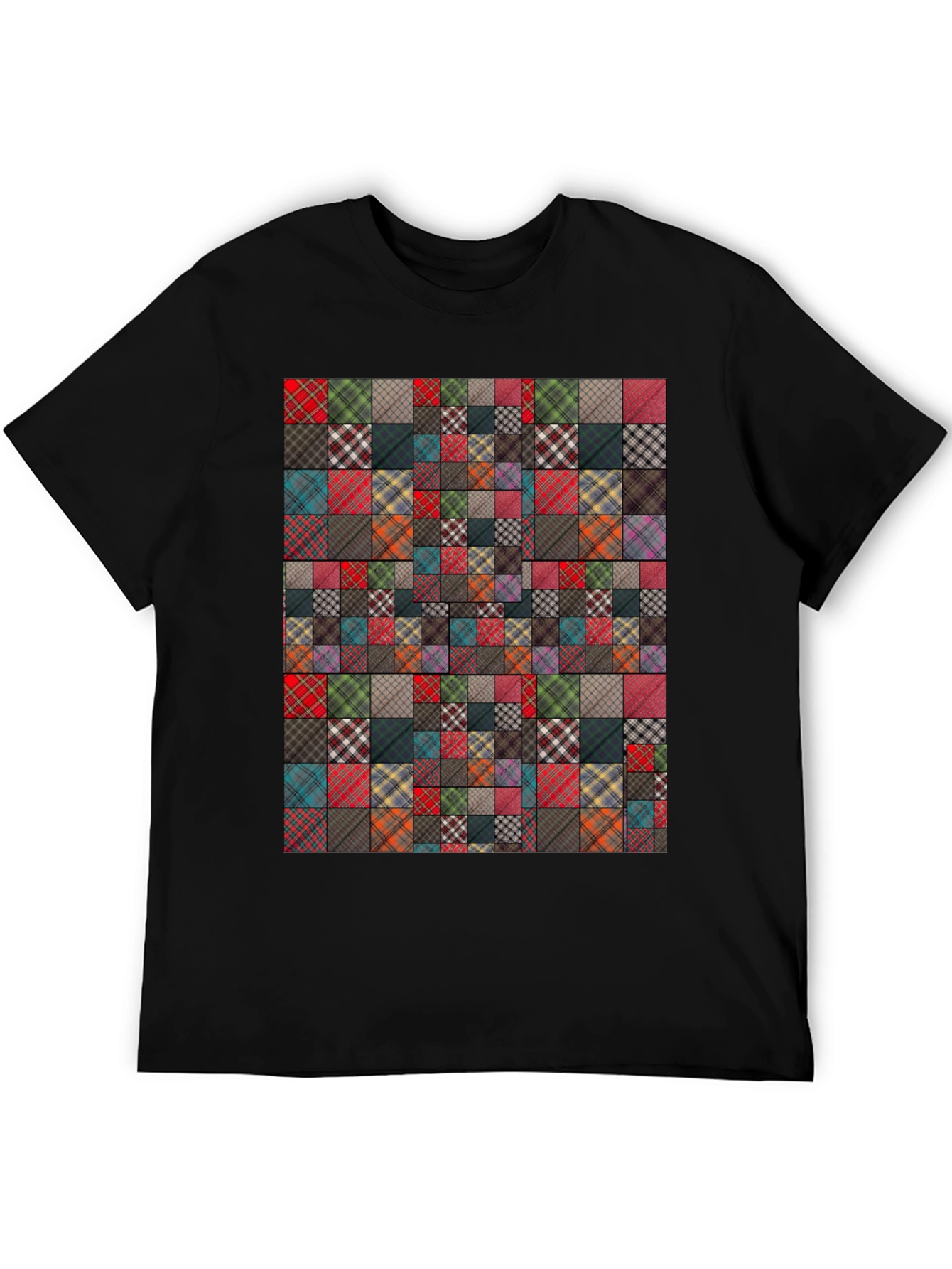 Patchwork Plaid Pattern T-Shirt