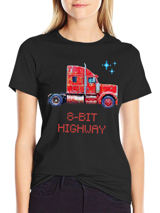 8-Bit Highway Trucker T-Shirt - Retro Gaming Style