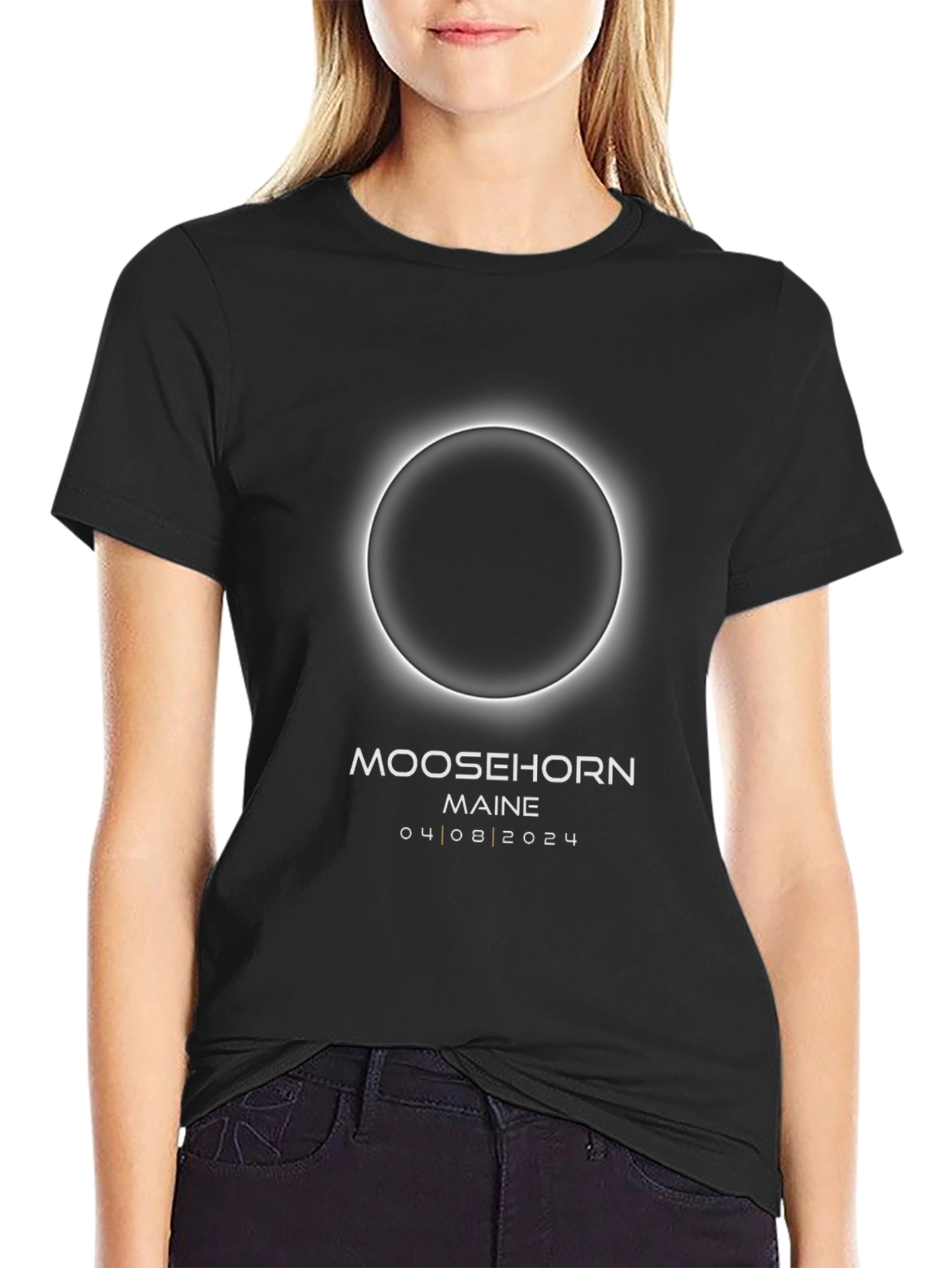 Moosehorn Maine Eclipse 2024 Black T-Shirt