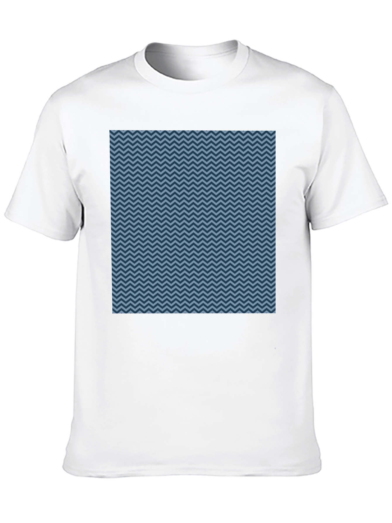Blue Zigzag Pattern Black T-Shirt