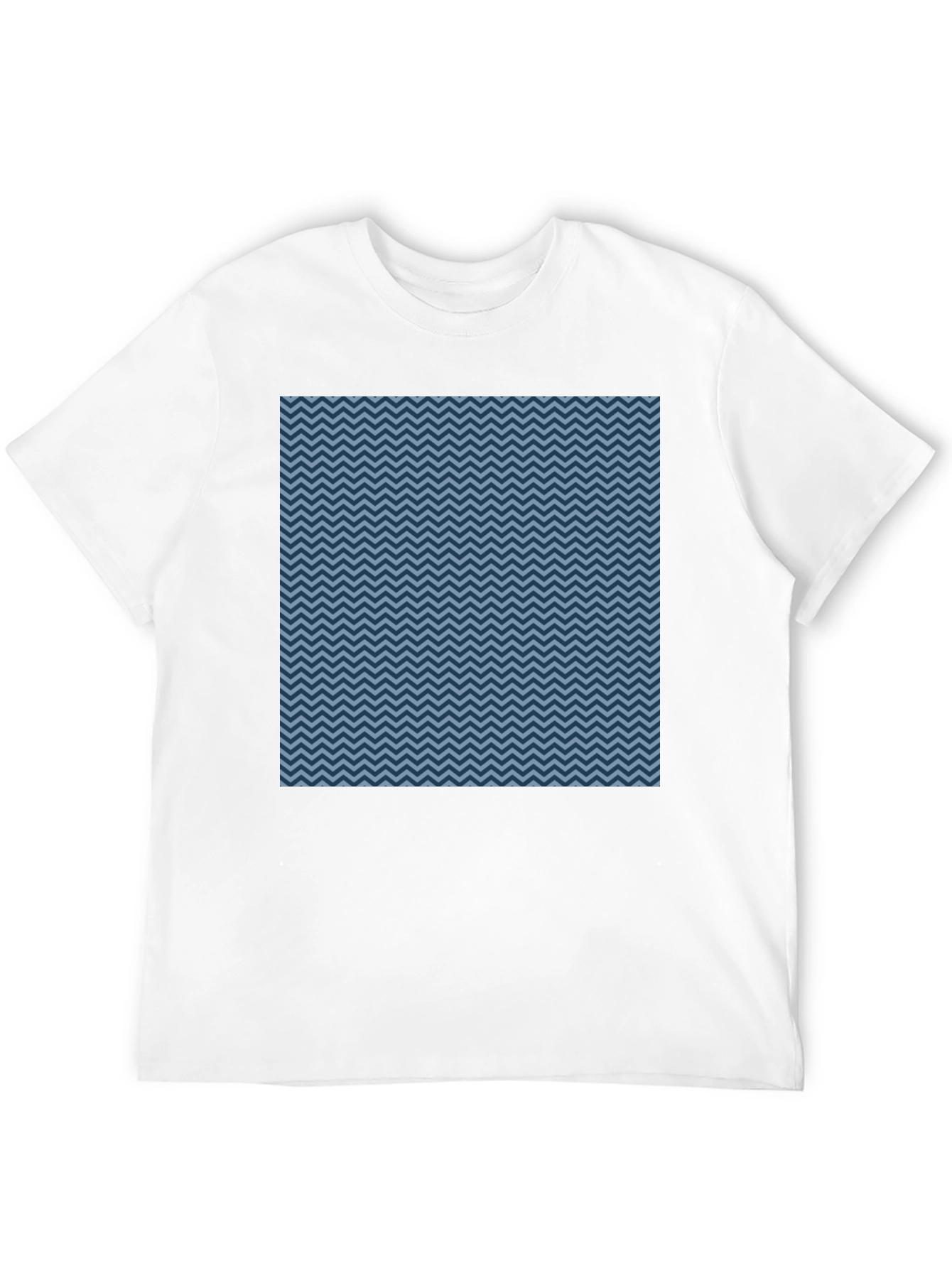 Blue Zigzag Pattern Black T-Shirt
