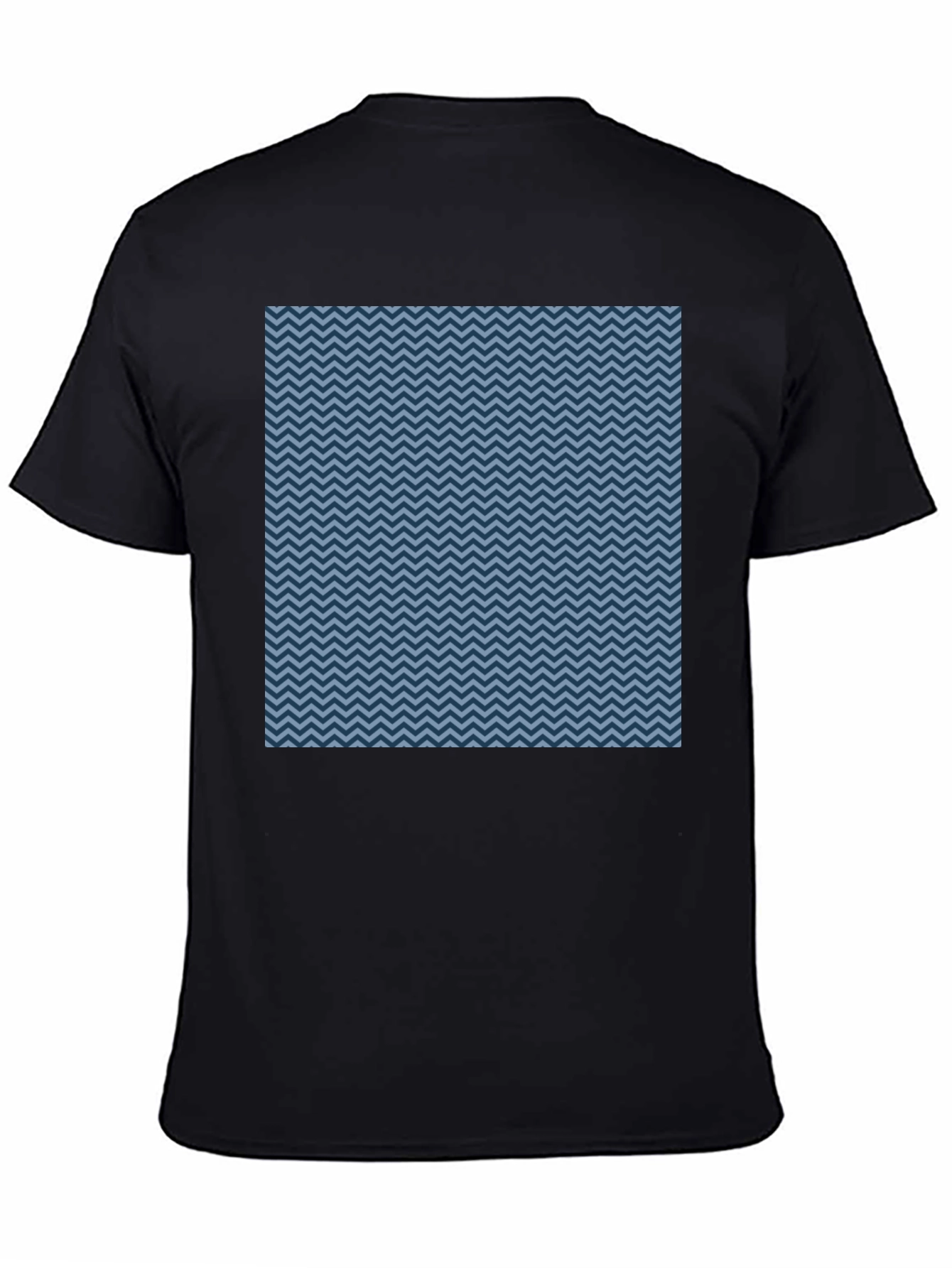 Blue Zigzag Pattern Black T-Shirt