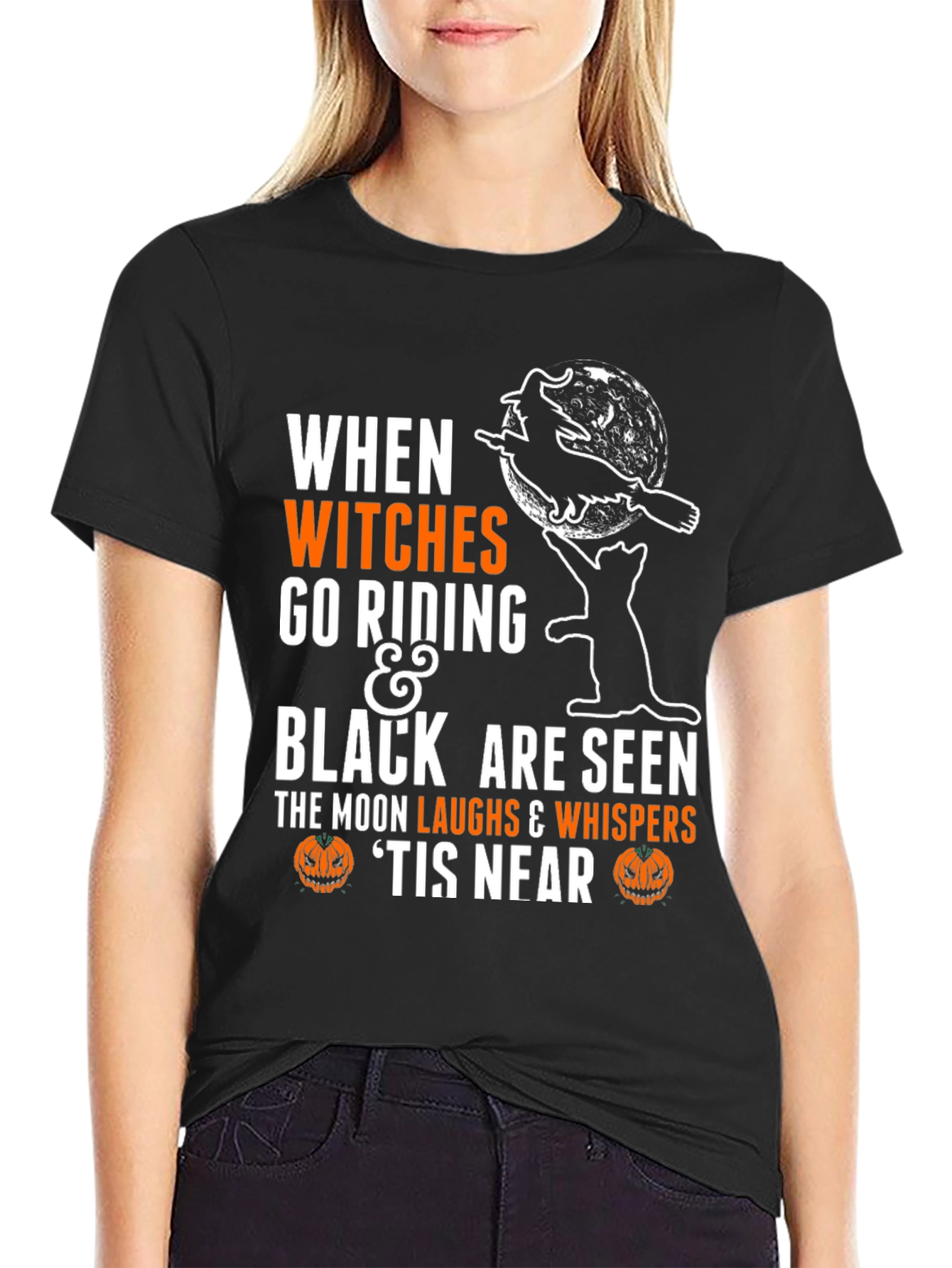 Halloween Witch & Cat T-Shirt - Spooky Season Apparel