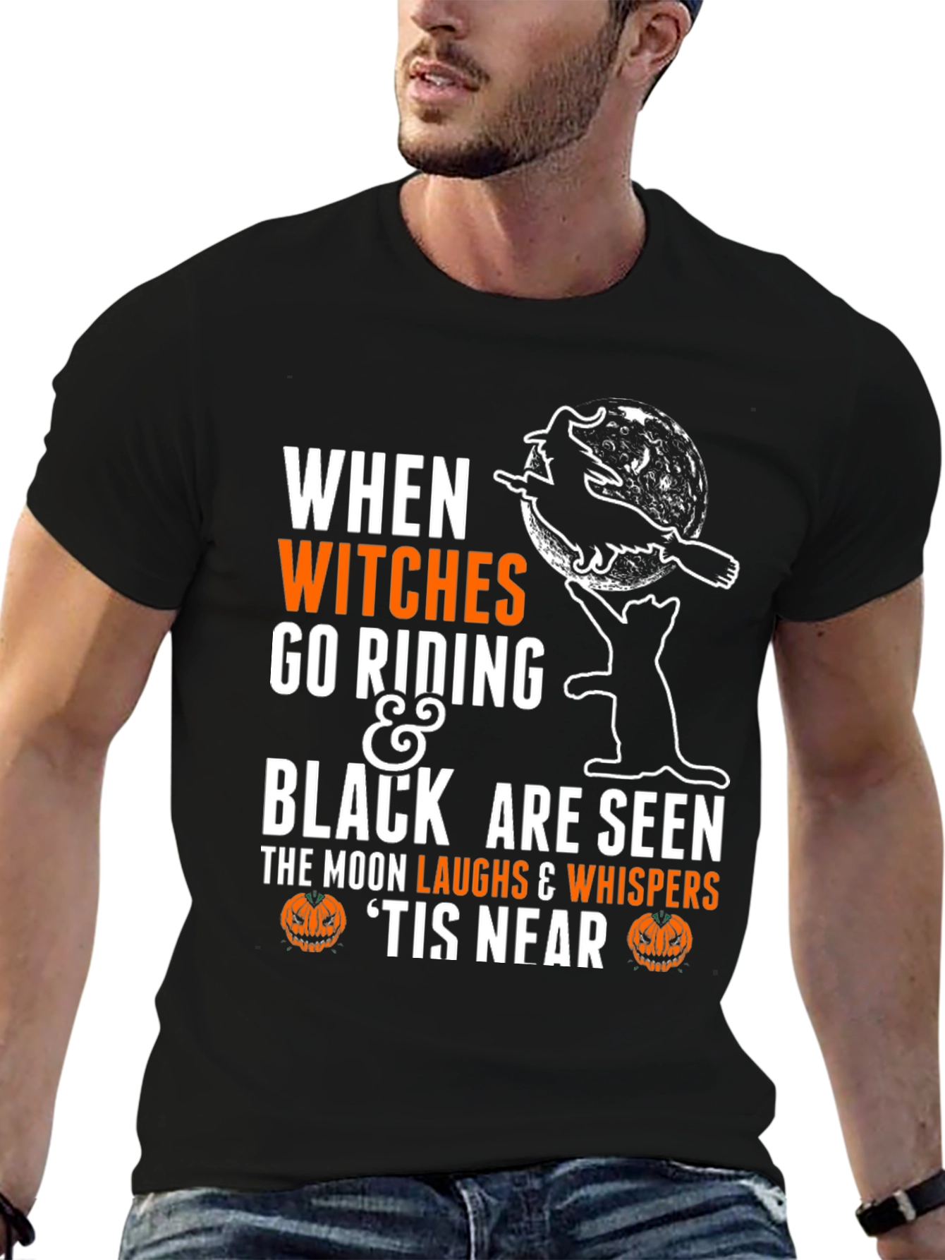 Halloween Witch & Cat T-Shirt - Spooky Season Apparel