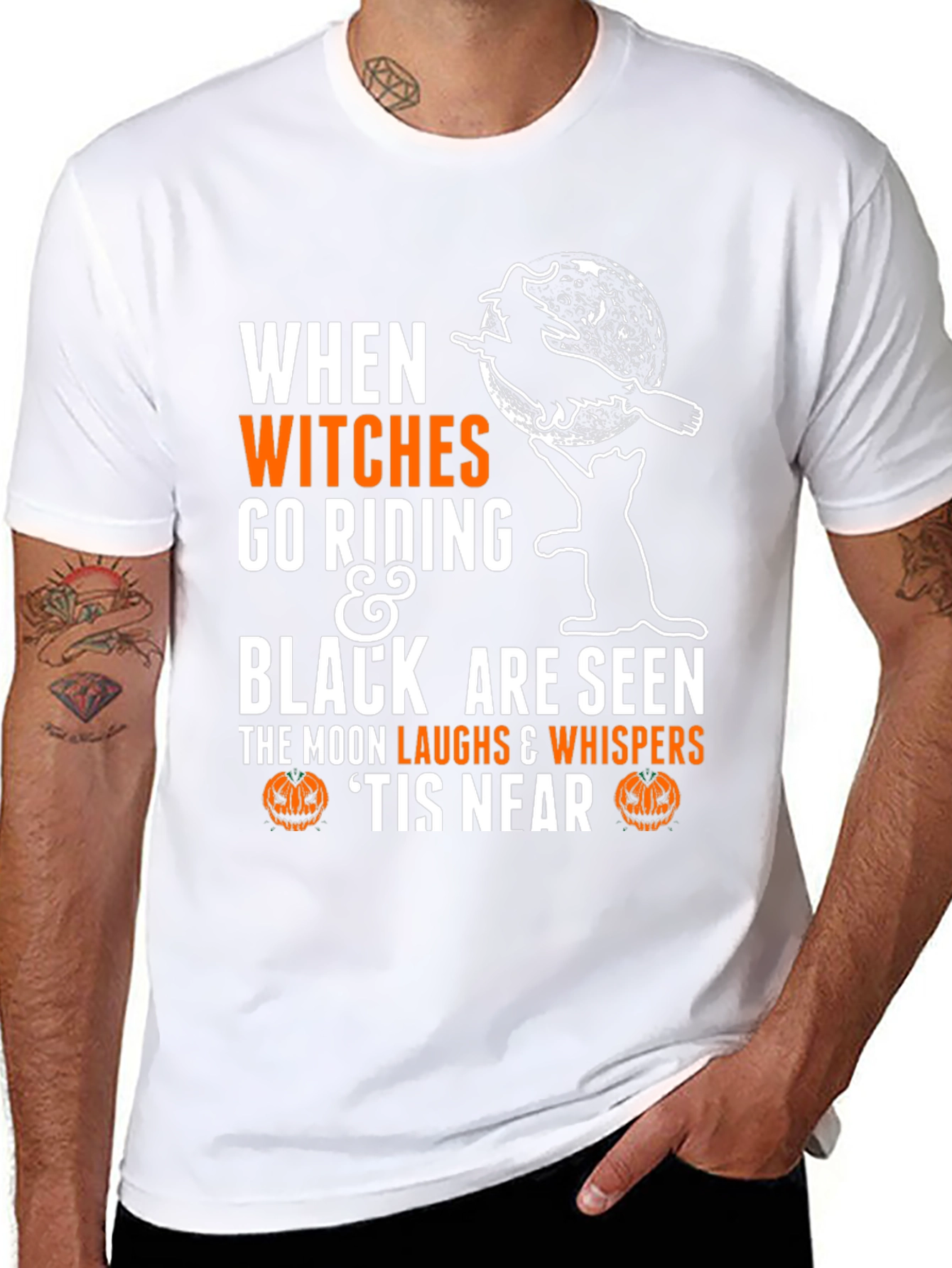 Halloween Witch & Cat T-Shirt - Spooky Season Apparel