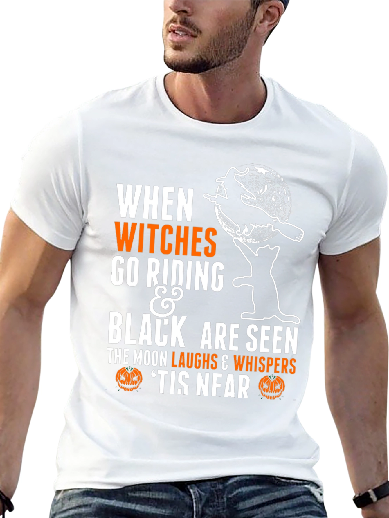 Halloween Witch & Cat T-Shirt - Spooky Season Apparel