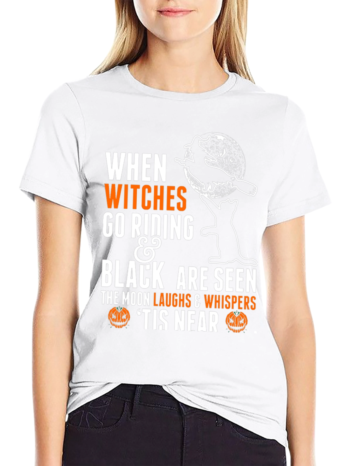 Halloween Witch & Cat T-Shirt - Spooky Season Apparel