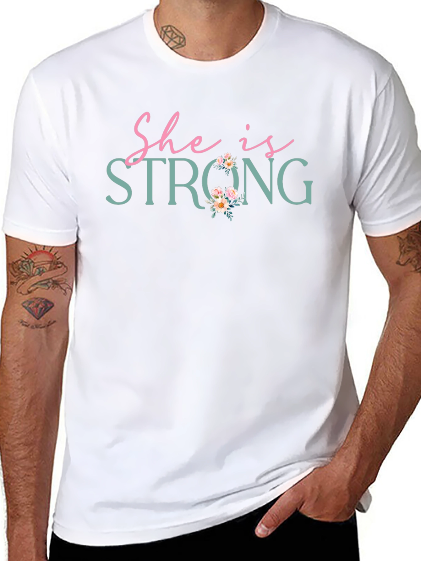 She is Strong Floral Graphic Tee