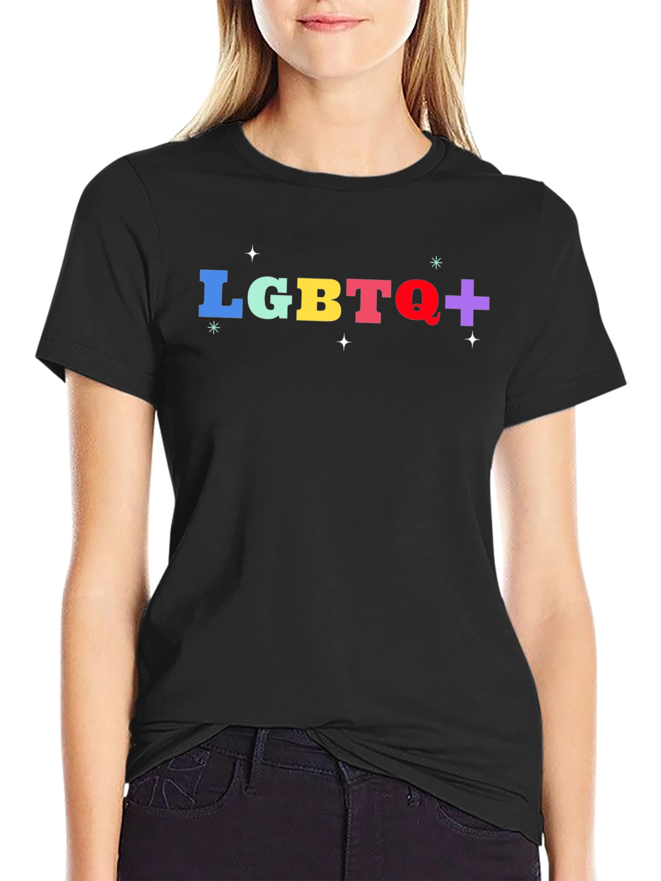 LGBTQ+ Pride T-Shirt - Black Cotton Blend