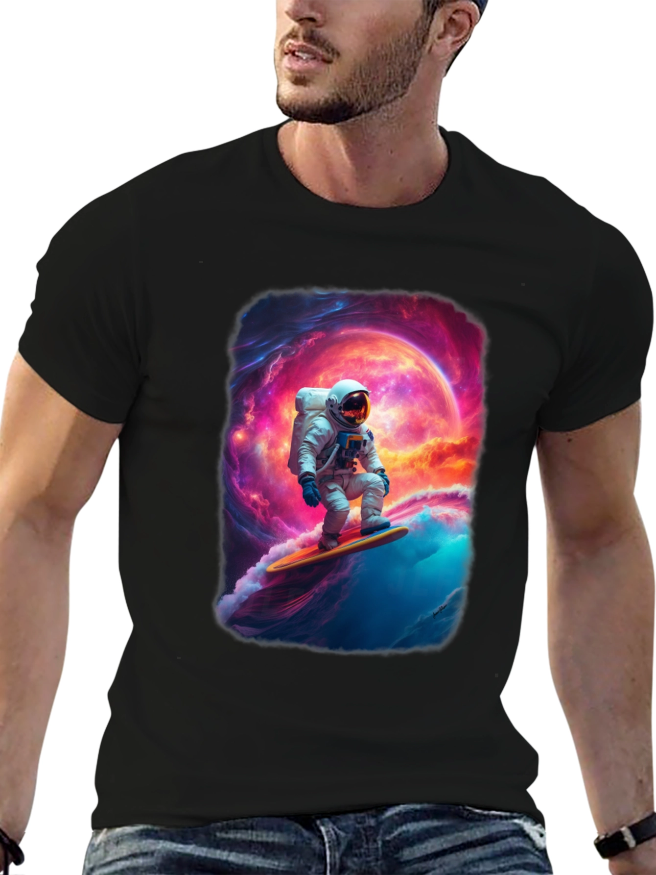 Astronaut Surfing Graphic T-Shirt