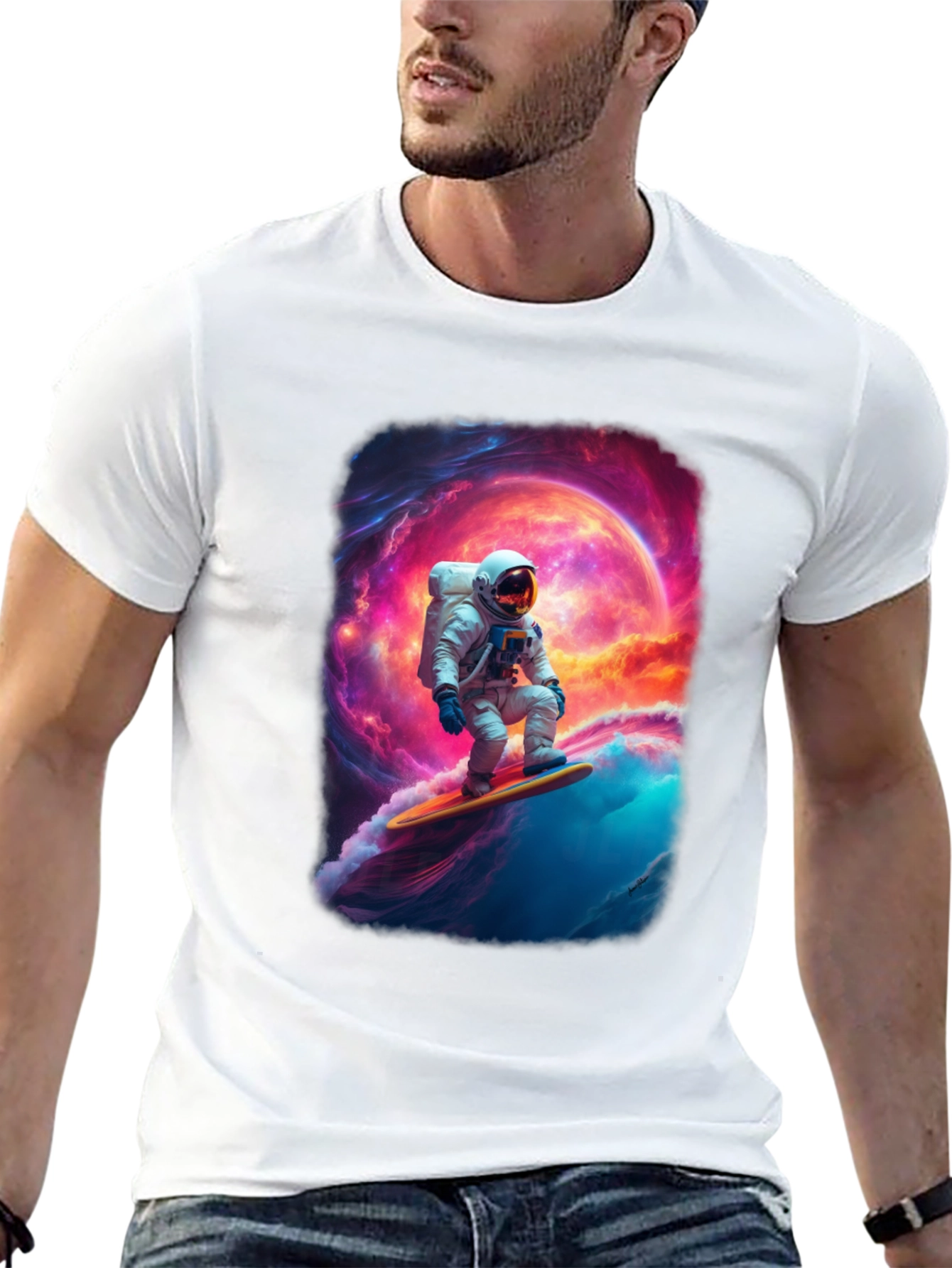 Astronaut Surfing Graphic T-Shirt
