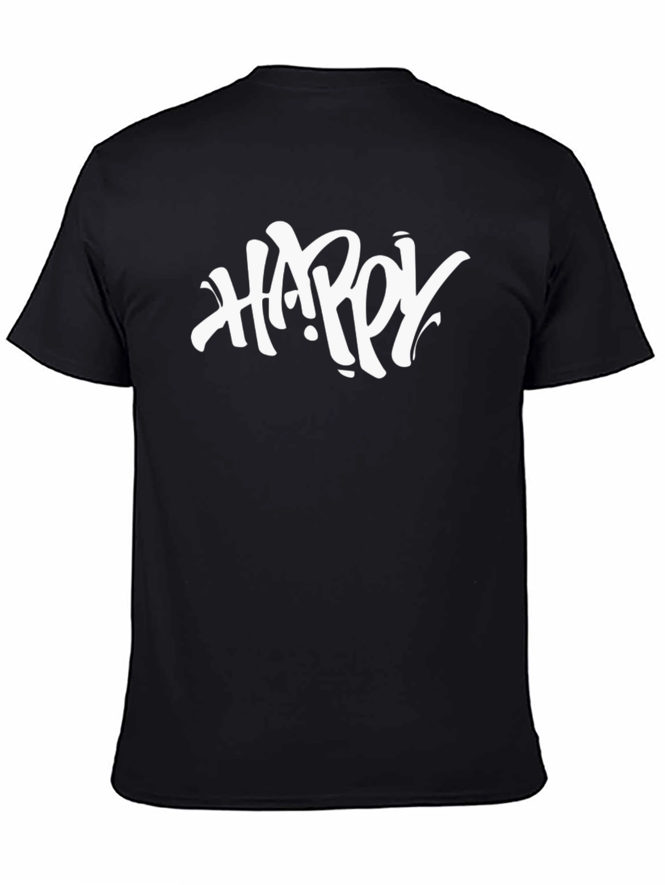 Happy Graphic Black T-Shirt - Casual Style