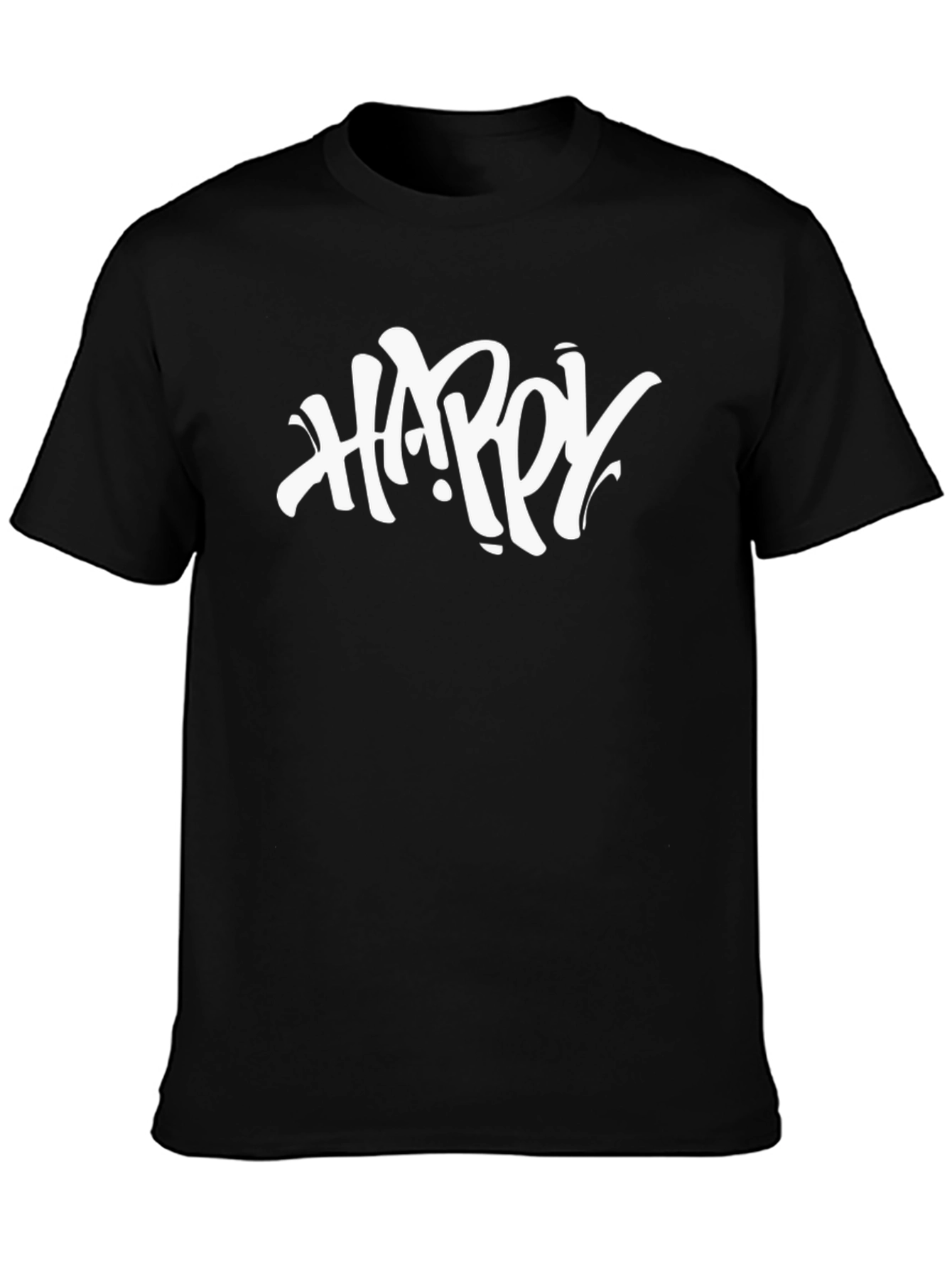 Happy Graphic Black T-Shirt - Casual Style