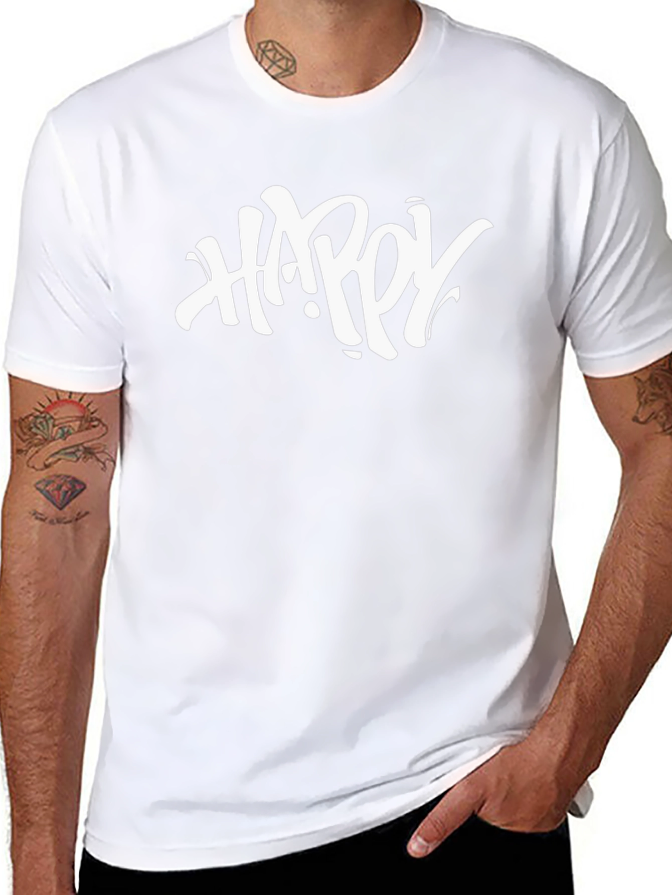 Happy Graphic Black T-Shirt - Casual Style