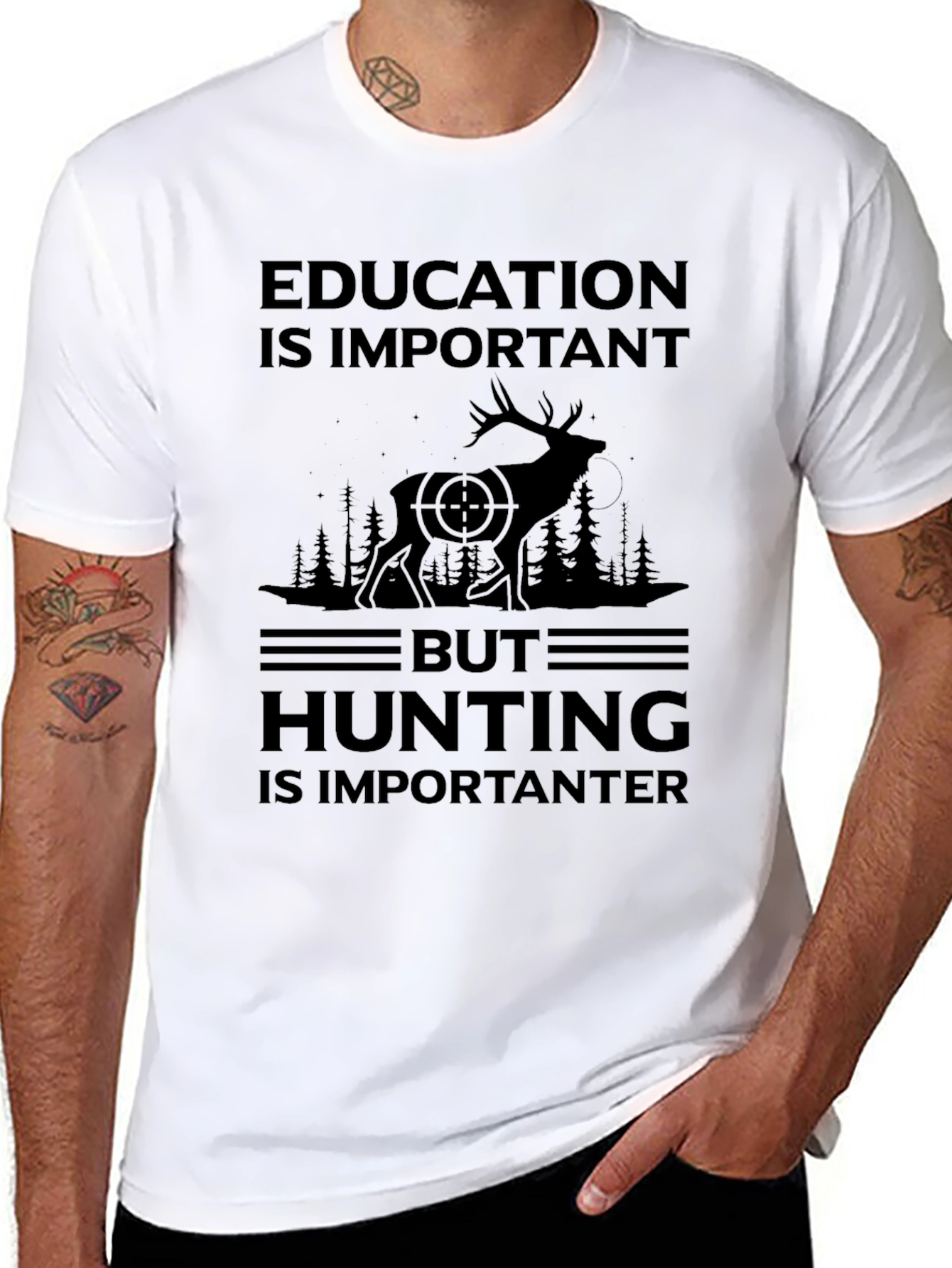 Education vs Hunting Graphic Tee
