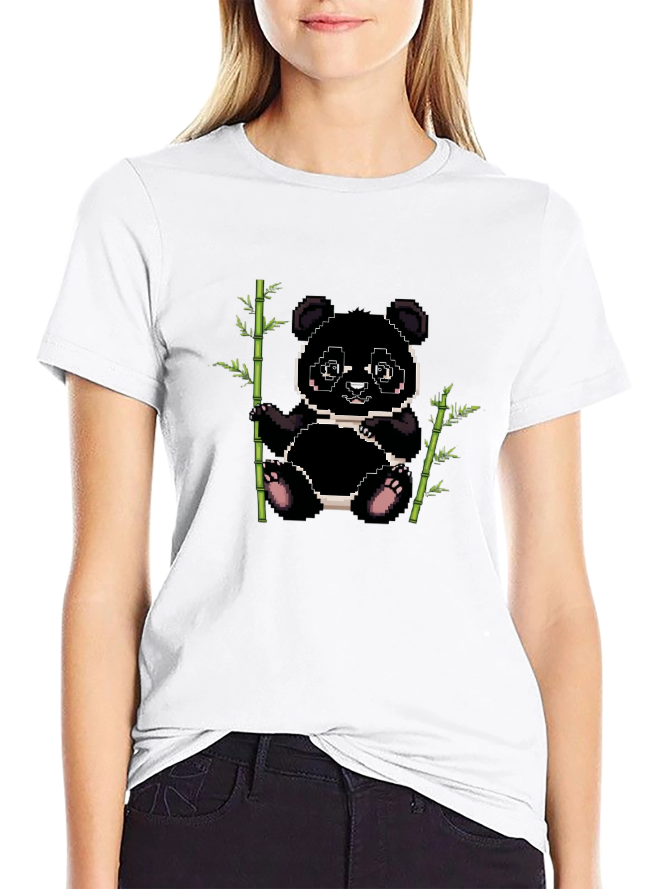 Pixel Panda Bamboo T-Shirt - Black