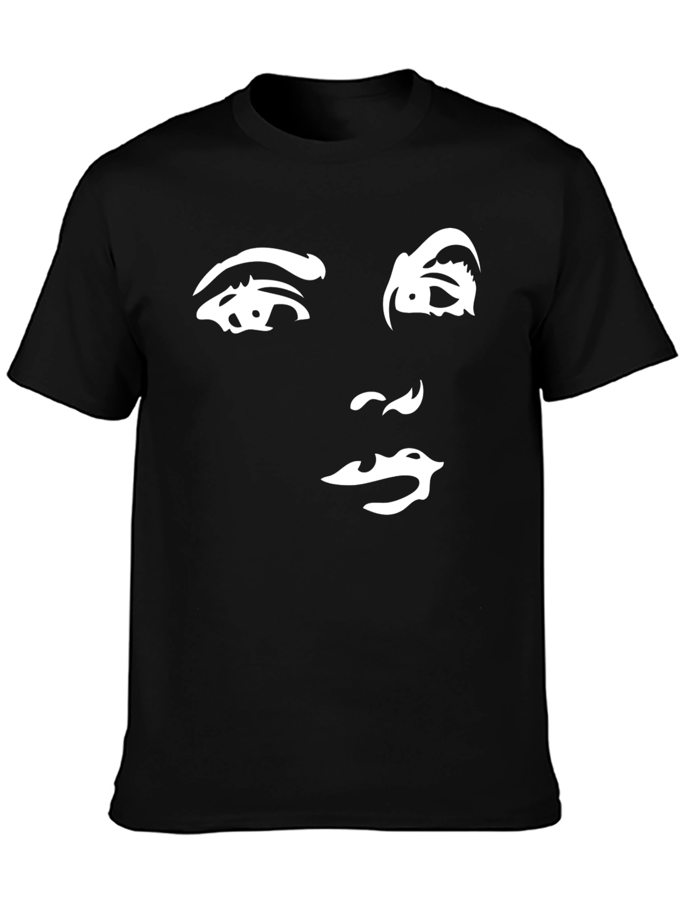 Abstract Face Graphic Tee - Black