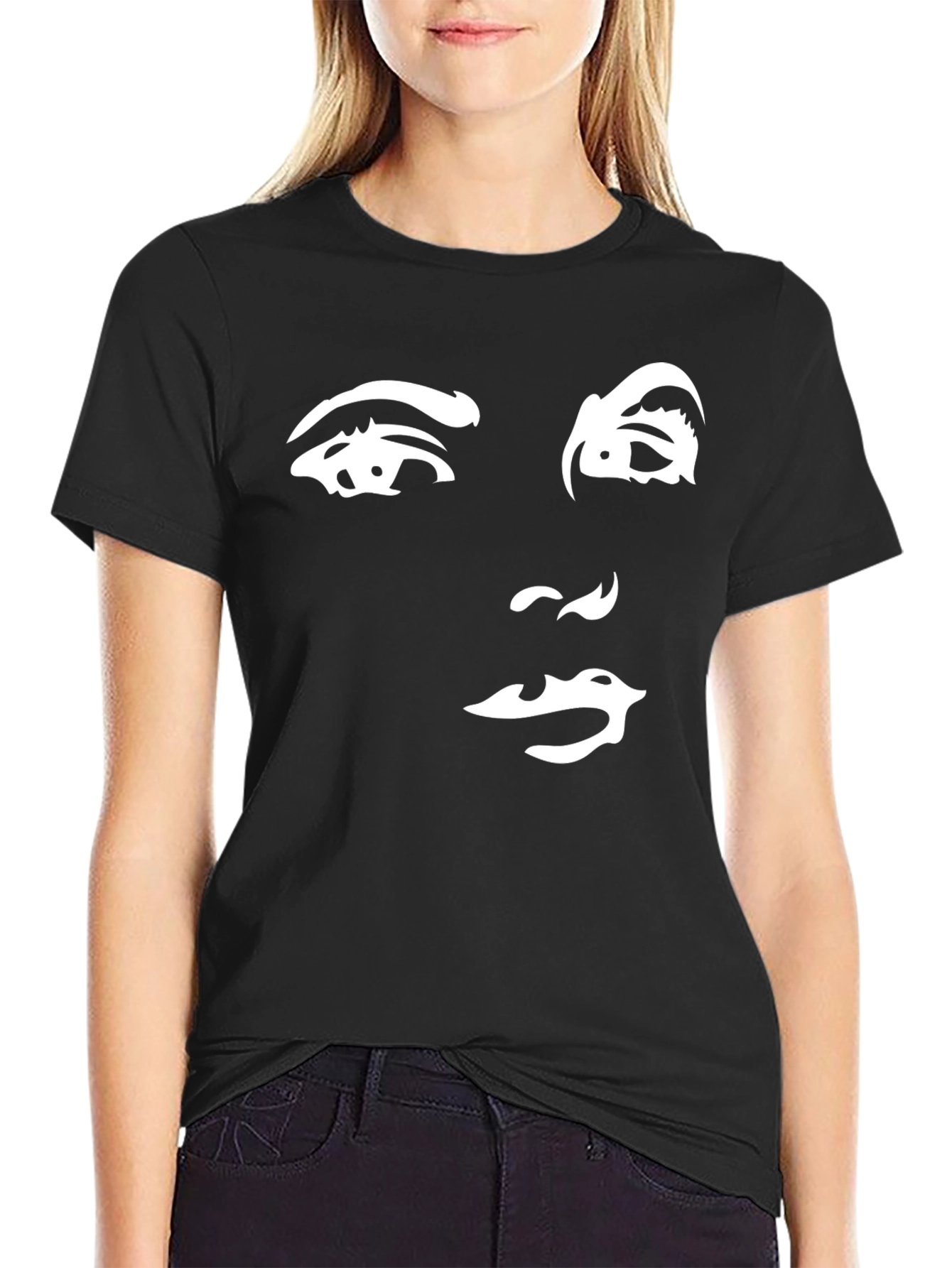 Abstract Face Graphic Tee - Black