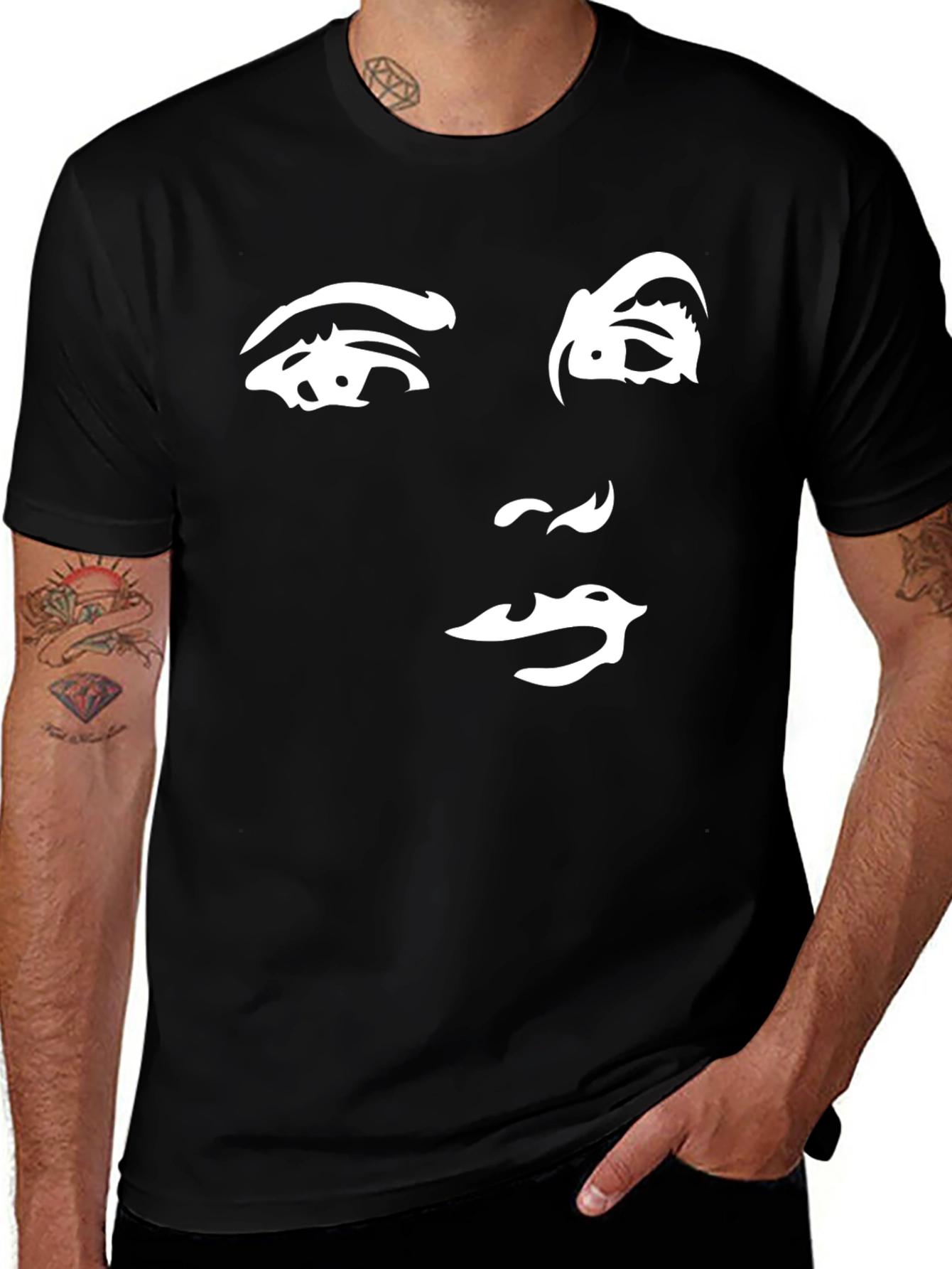 Abstract Face Graphic Tee - Black