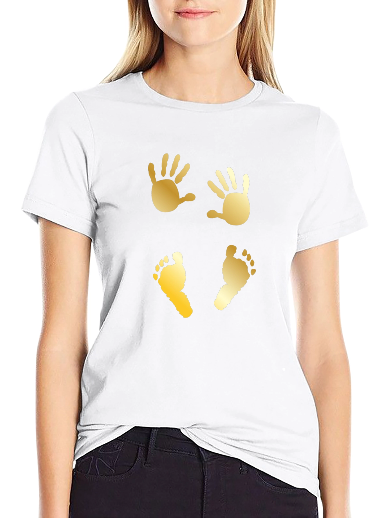 Baby Handprint & Footprint Graphic Tee - Black