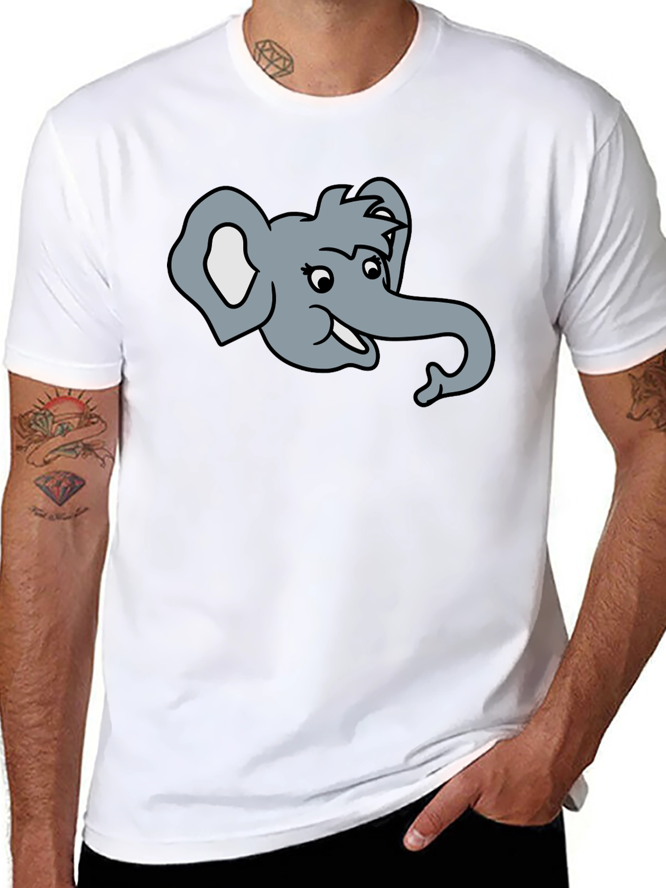 Elephant Cartoon Graphic T-Shirt