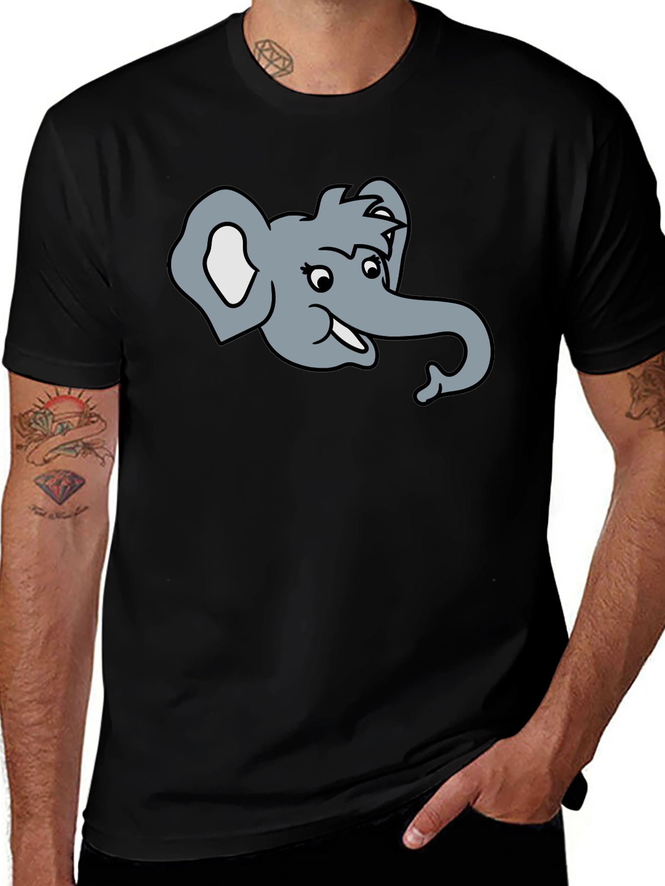 Elephant Cartoon Graphic T-Shirt