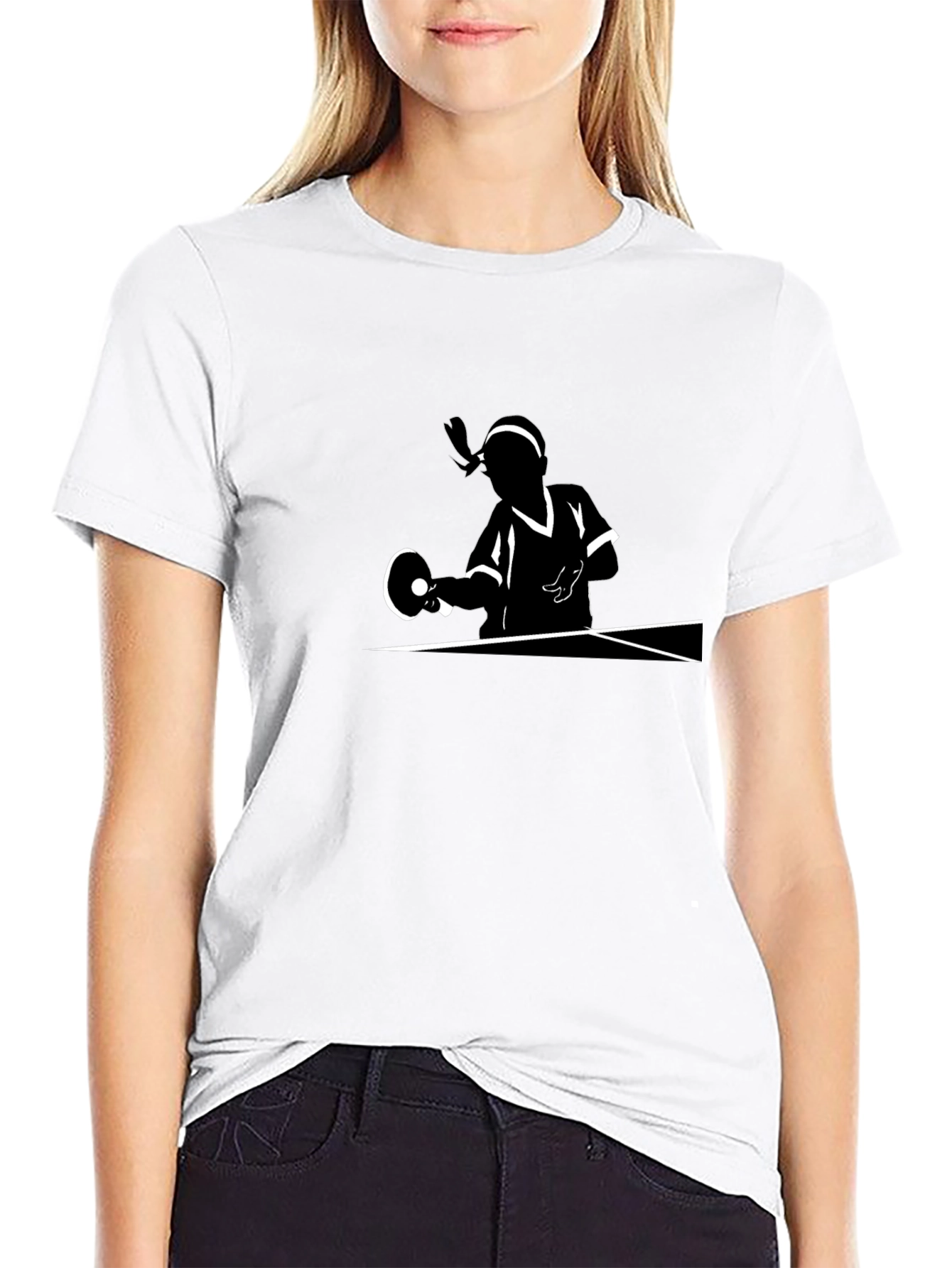 Ping Pong Player Graphic Tee - Black