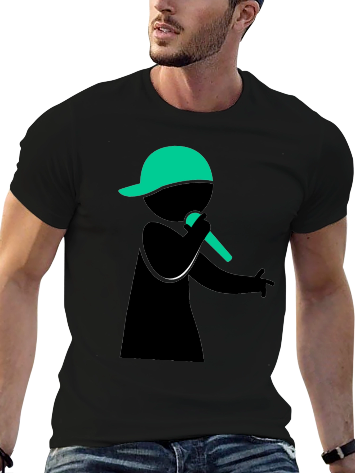 Cool Rapper Graphic T-Shirt - Black