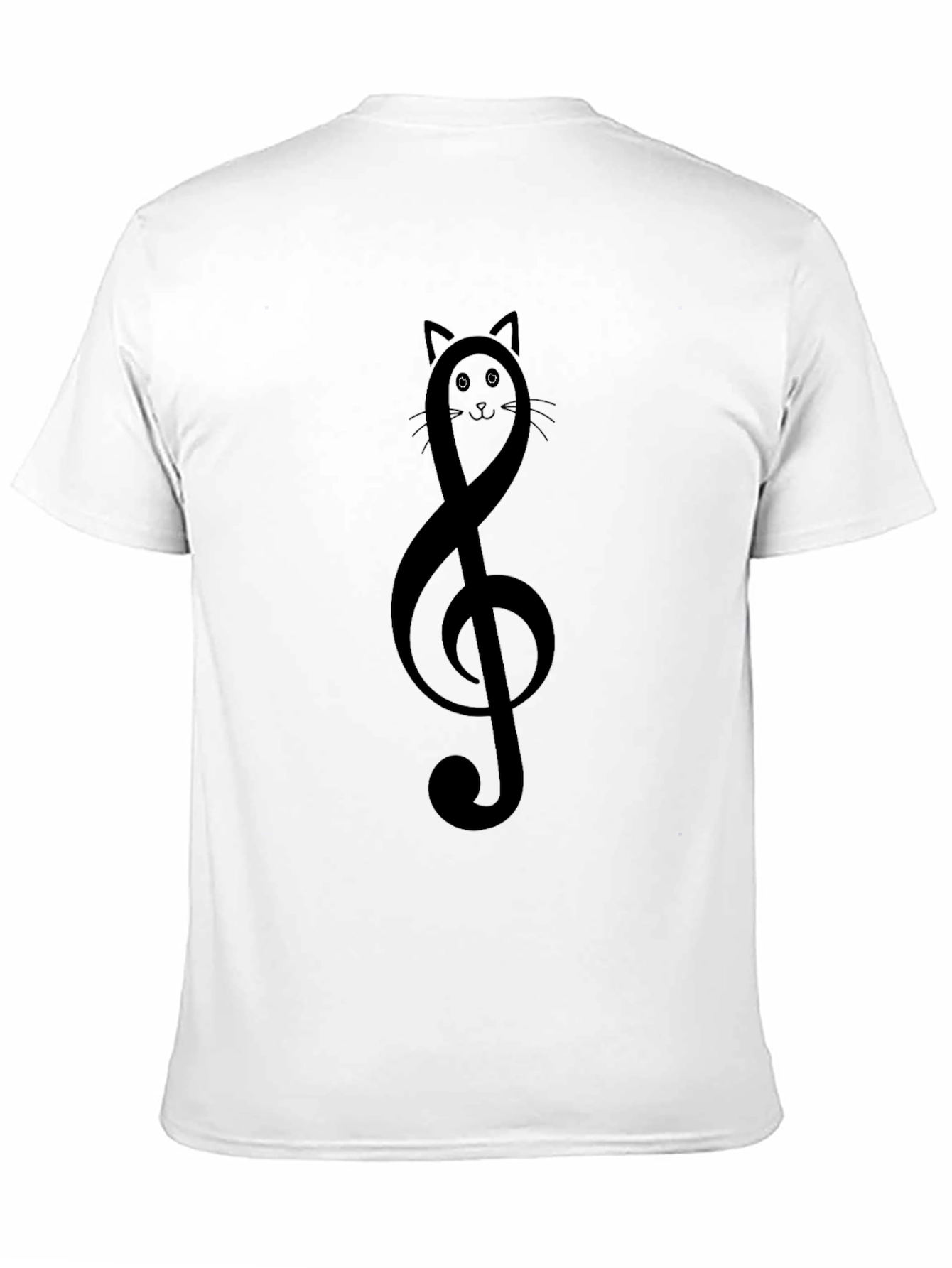 Musical Cat Clef T-Shirt - Black Cotton Tee